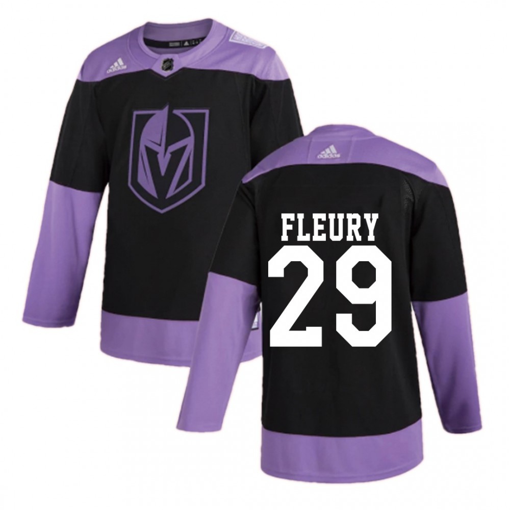 Men's Vegas Golden Knights Marc-André Fleury #29 Adidas Black Hockey Fights Cancer Practice Jersey-League Wear Hub