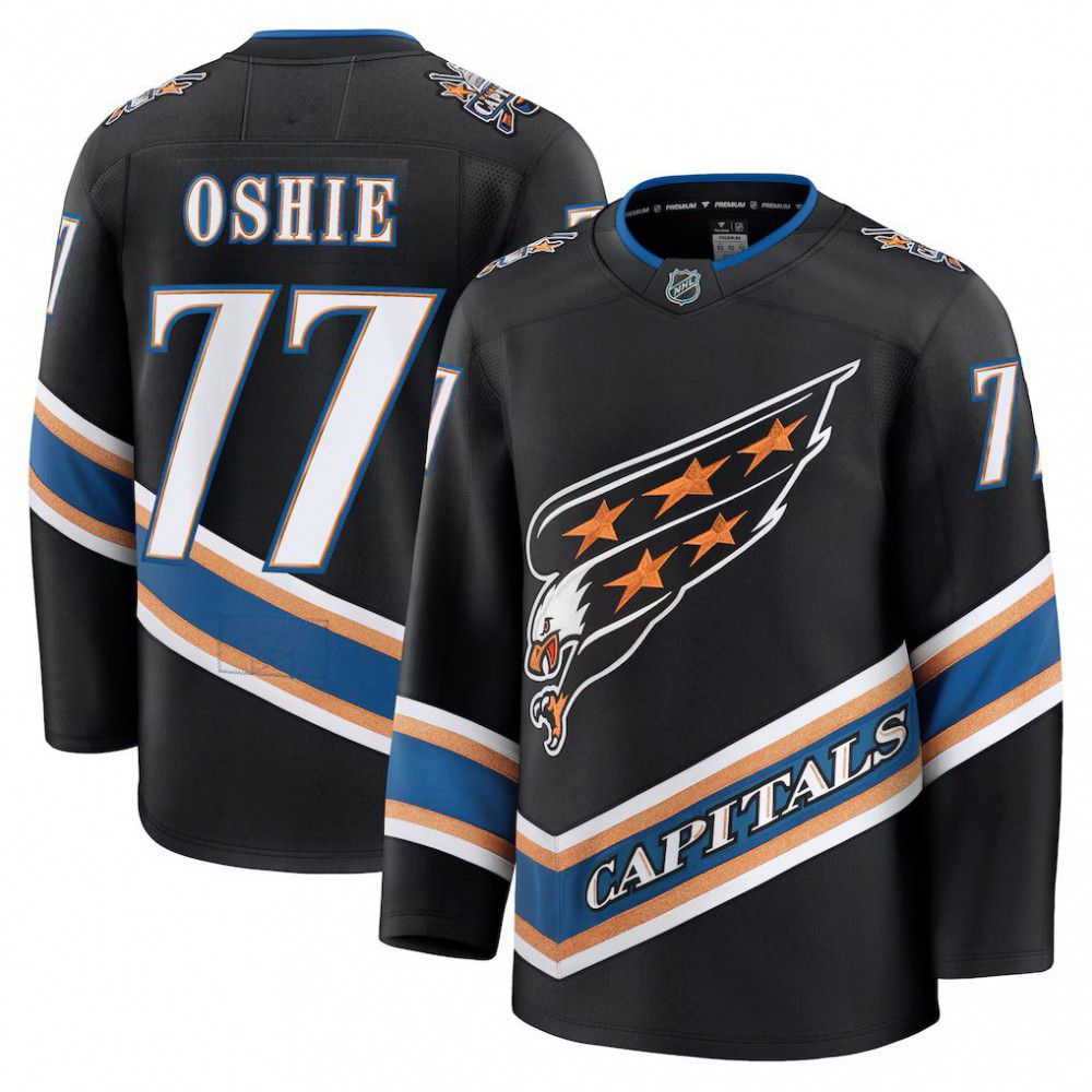 TJ Oshie Washington Capitals Alternate 50th Anniversary Premium Jersey - Black-League Wear Hub