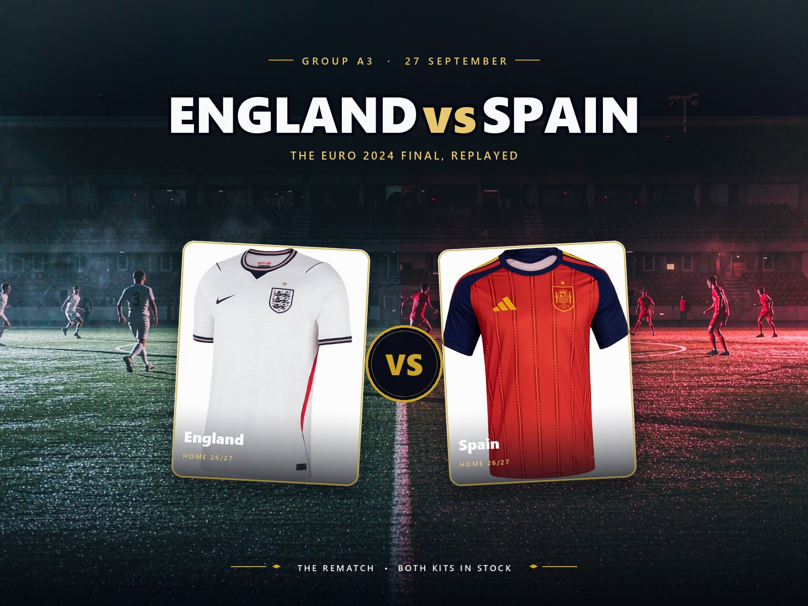 England and Spain national team jerseys ahead of the UEFA Nations League Group A3 rematch