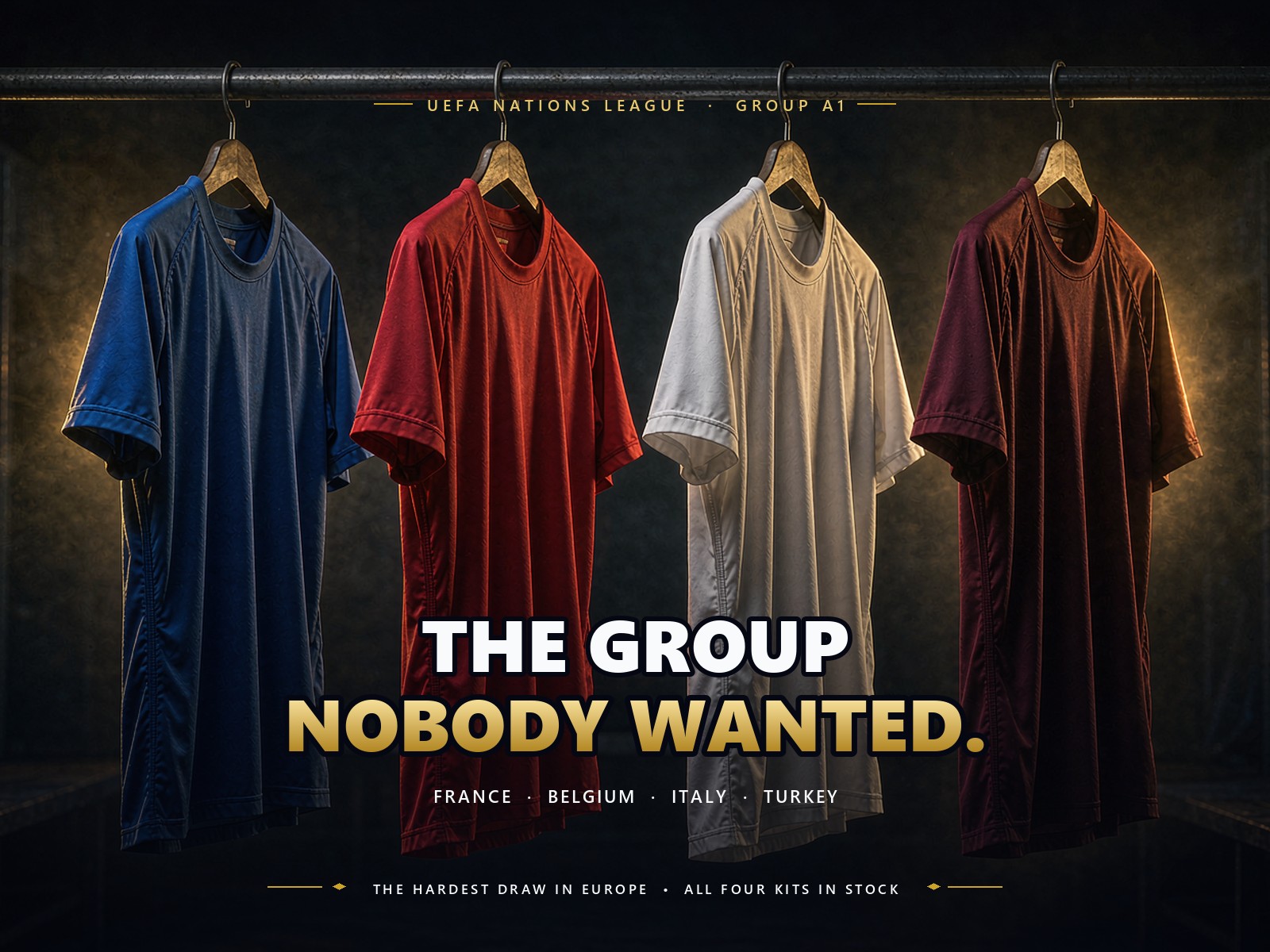 France, Belgium, Italy and Turkey national team jerseys in UEFA Nations League Group A1