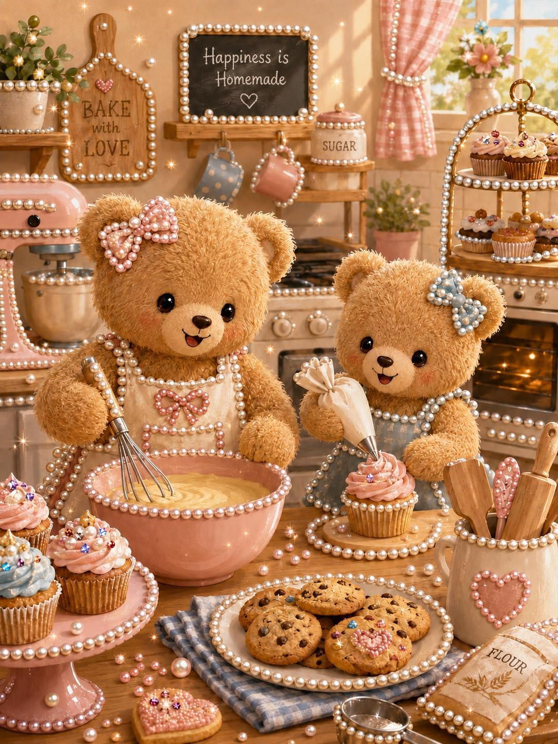 🔥 Final Day Sale:🧸Framed Baking Bear-Pearls Painting Kit