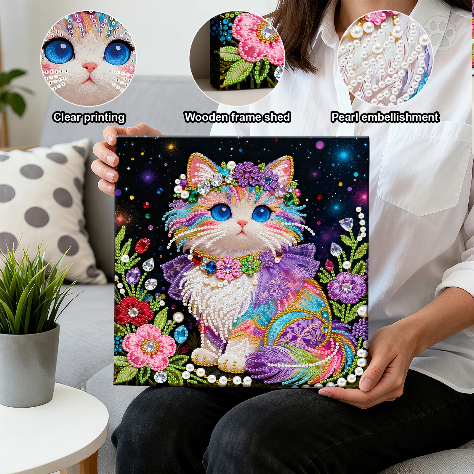 🔥 Final Day Sale:🐱Framed Cat - Pearls Painting Kit