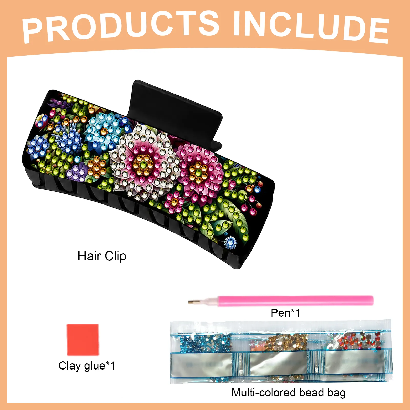 Flower DIY Diamond Painting Hair Clips, Anti-Slip Western Claw Clips for Women Girls, Beginner Handmade Hair Jewelry Accessories