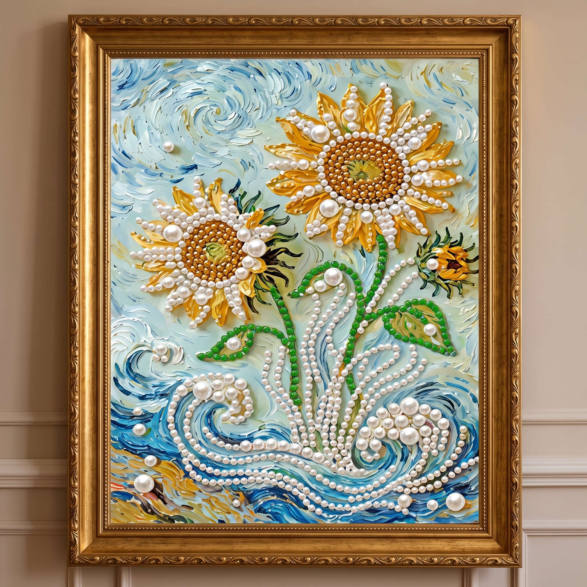 DIY Beaded Art Kit – Sunset Castle Pearl Painting 🏰🌅 – Ocean Waves & Golden Glow Fairy‑Tale Wall Art