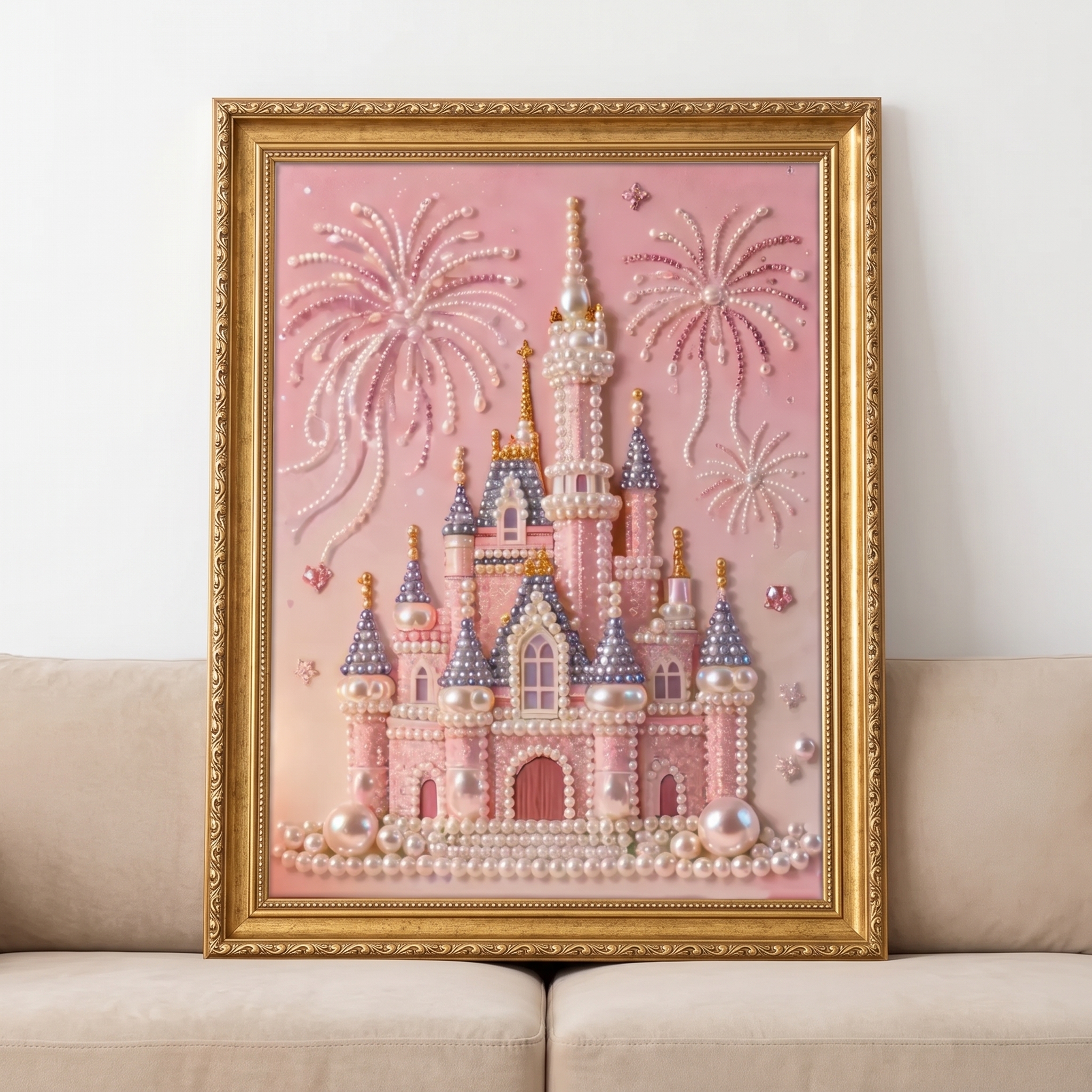 DIY Beaded Art Kit – Sunset Castle Pearl Painting 🏰🌅 – Ocean Waves & Golden Glow Fairy‑Tale Wall Art