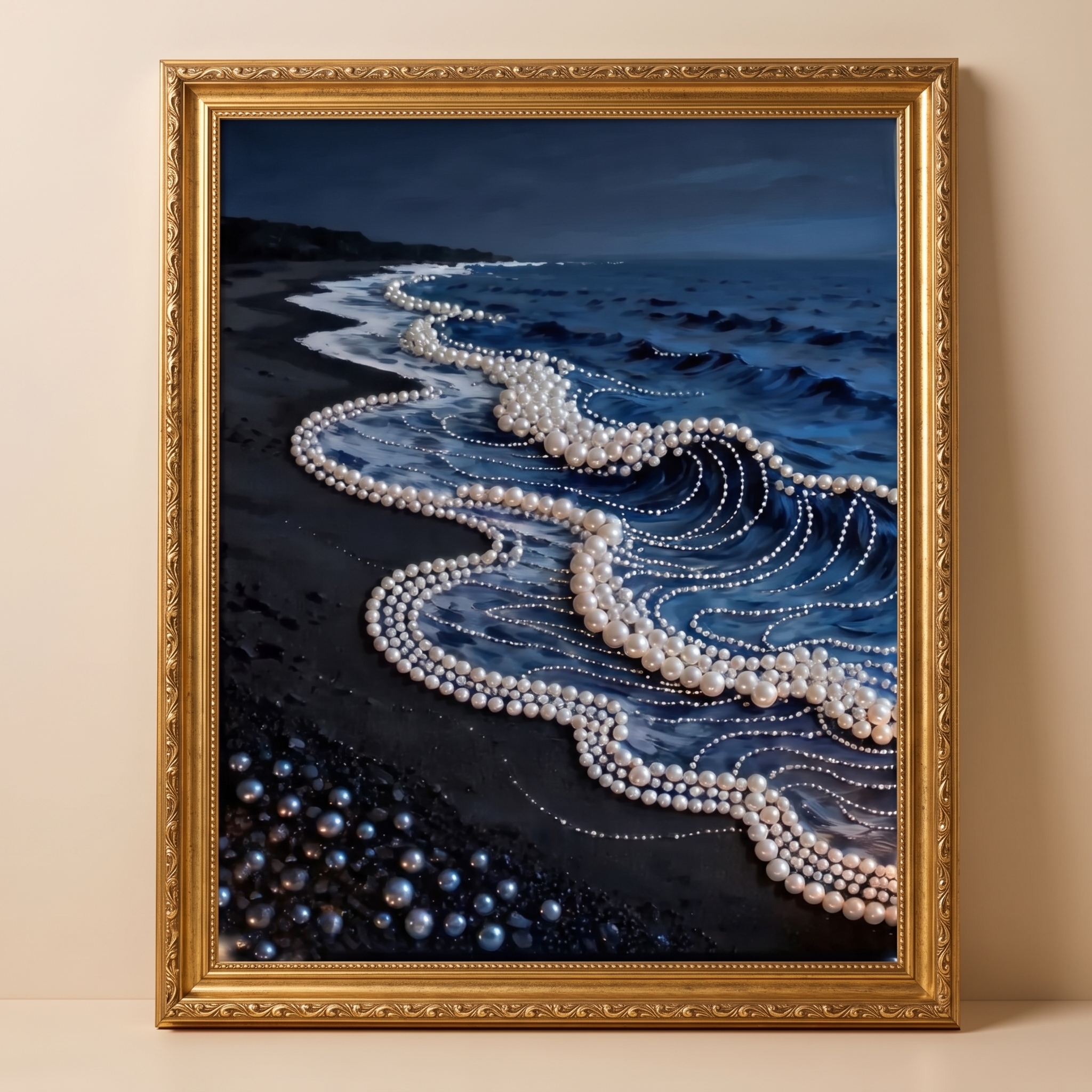 DIY Beaded Art Kit – Sunset Castle Pearl Painting 🏰🌅 – Ocean Waves & Golden Glow Fairy‑Tale Wall Art