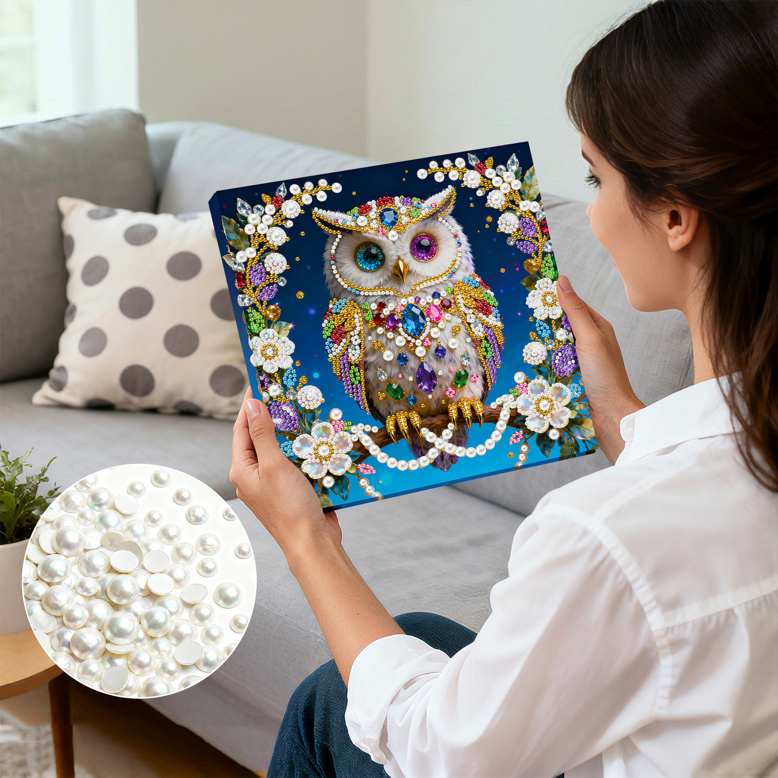 🔥 Final Day Sale:🦉Framed Owl - Pearls Painting Kit
