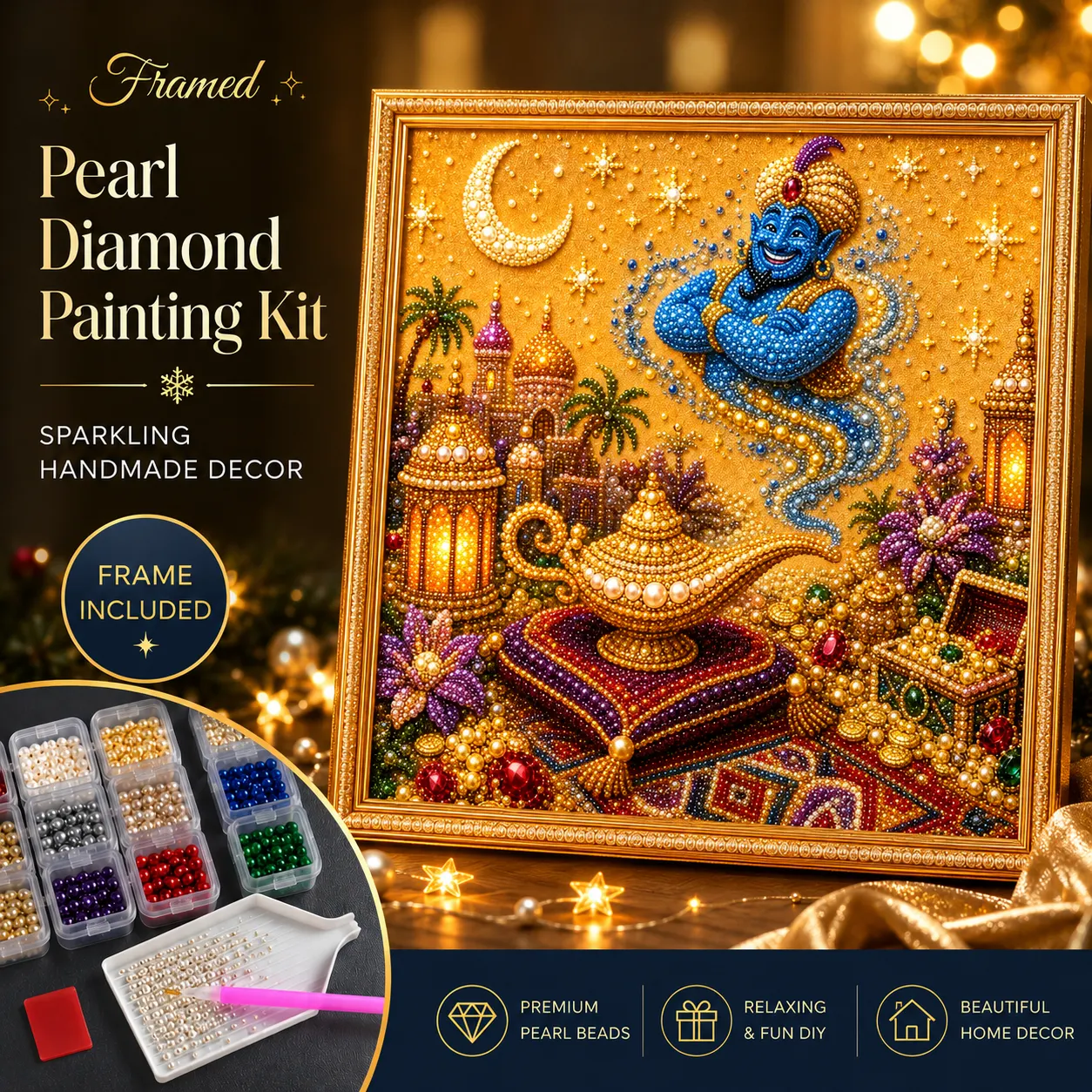 Framed Lamp - Pearls Painting Kit