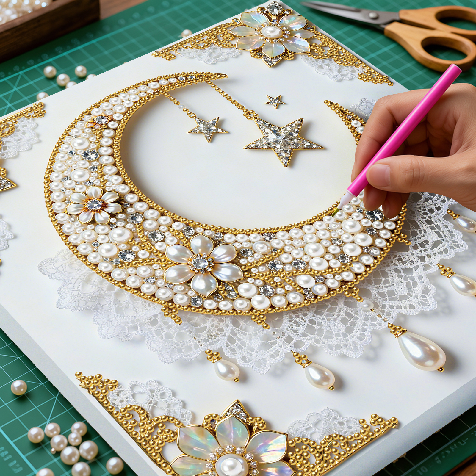 🔥 Final Day Sale:🌛Framed Stars And Moon - Pearls Painting Kit
