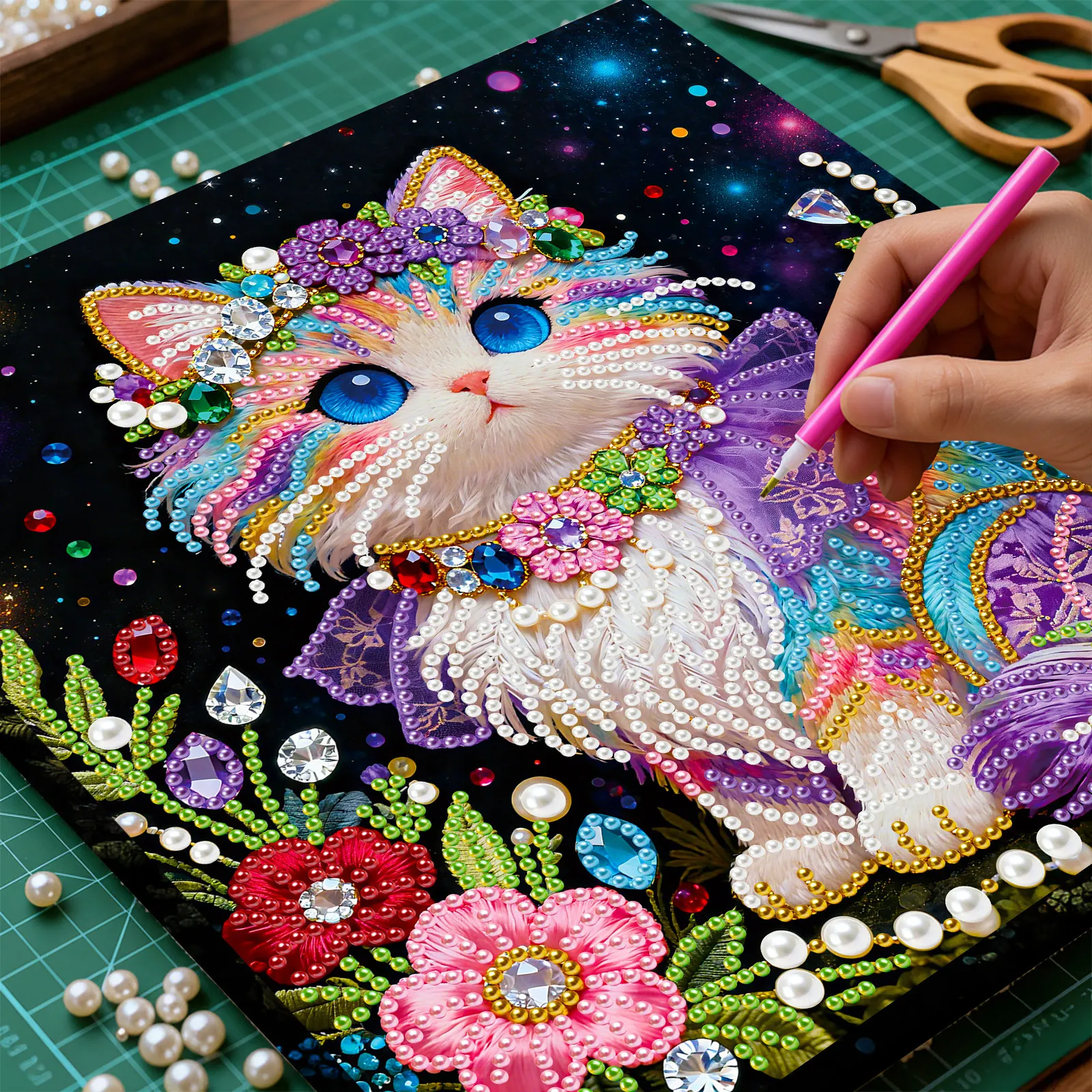 🔥 Final Day Sale:🐱Framed Cat - Pearls Painting Kit