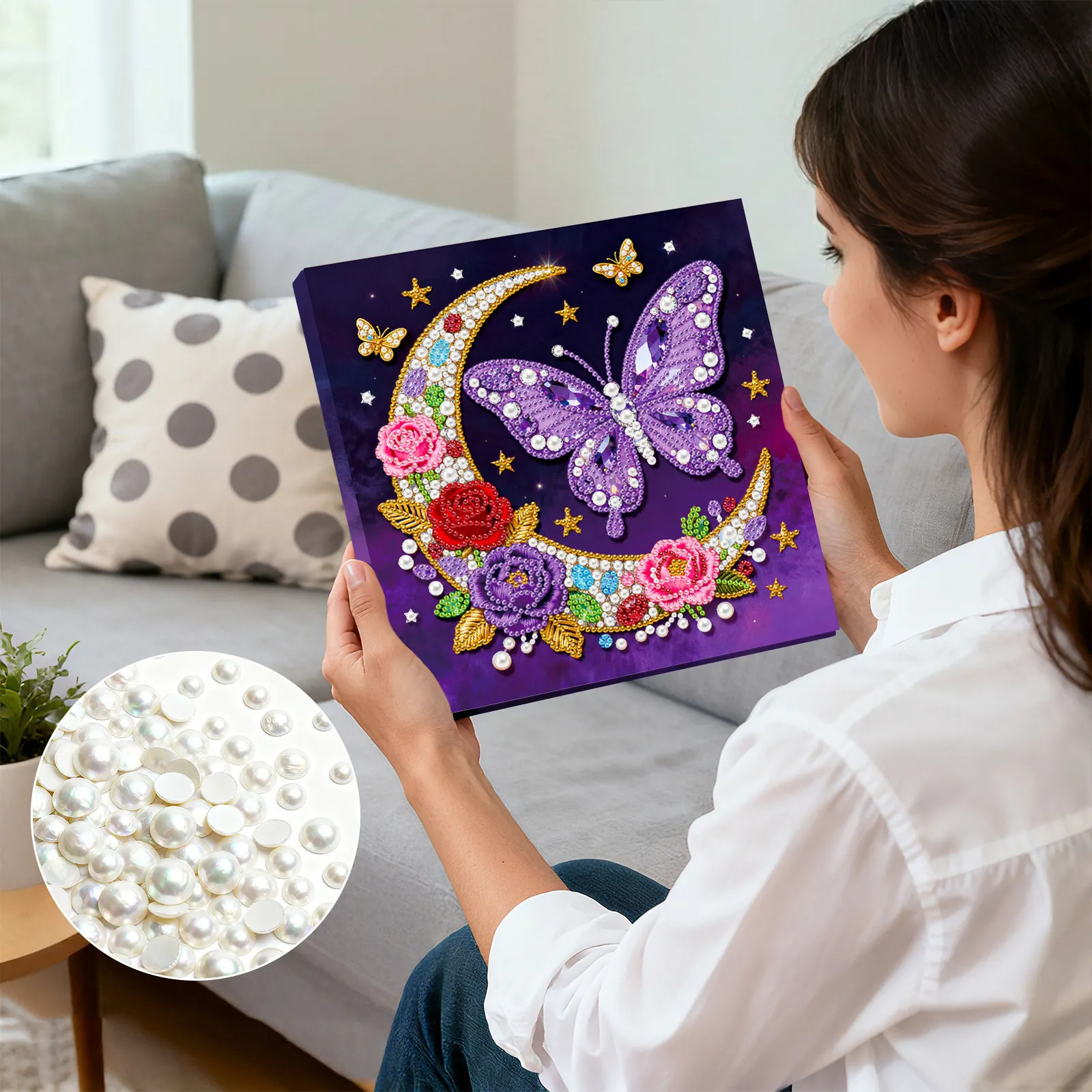 🔥 Final Day Sale:🦋Framed Moon Butterfly - Pearls Painting Kit