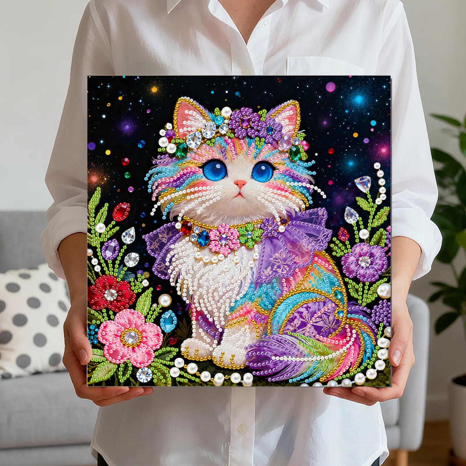 🔥 Final Day Sale:🐱Framed Cat - Pearls Painting Kit