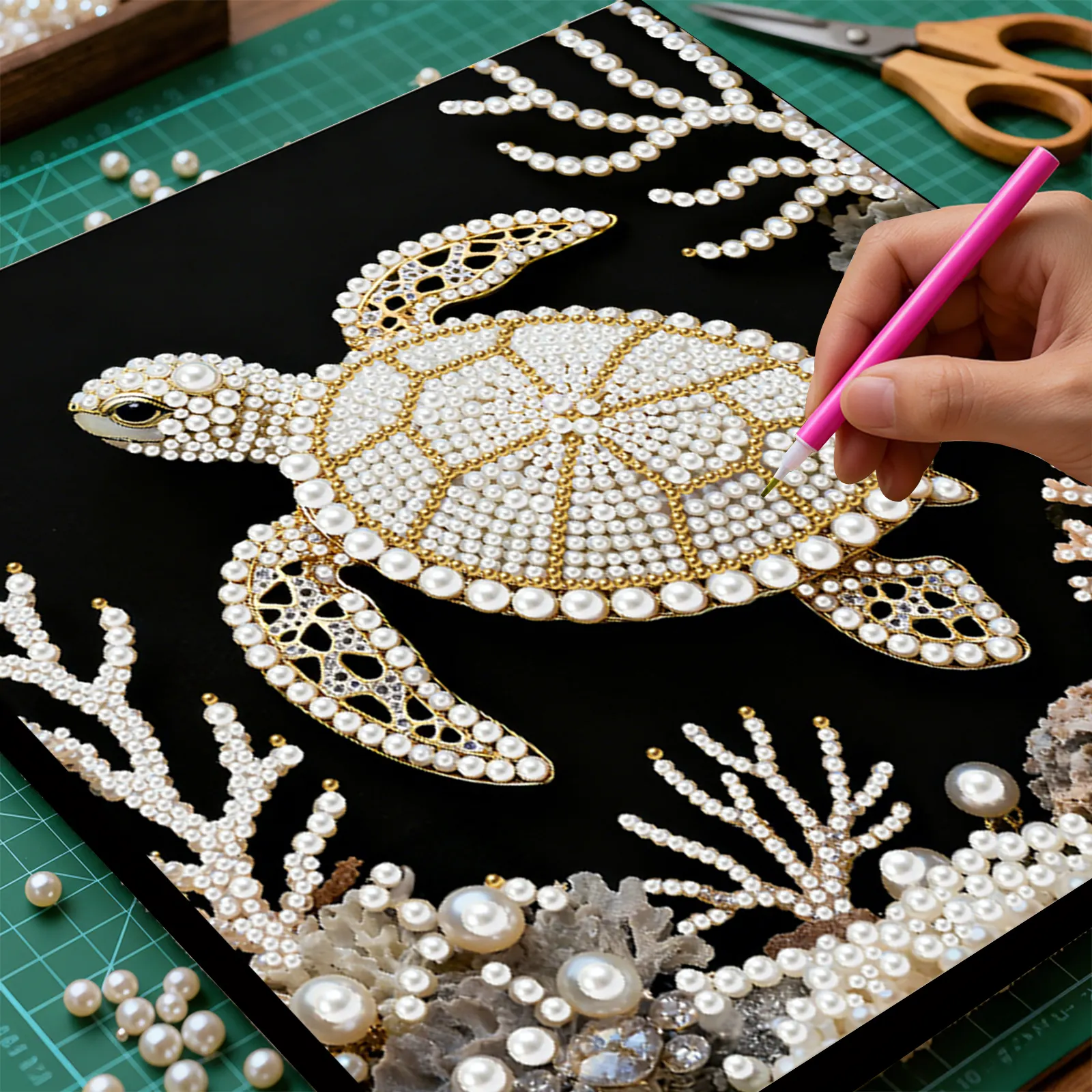 🔥 Final Day Sale:🐢Framed Sea Turtle - Pearls Painting Kit