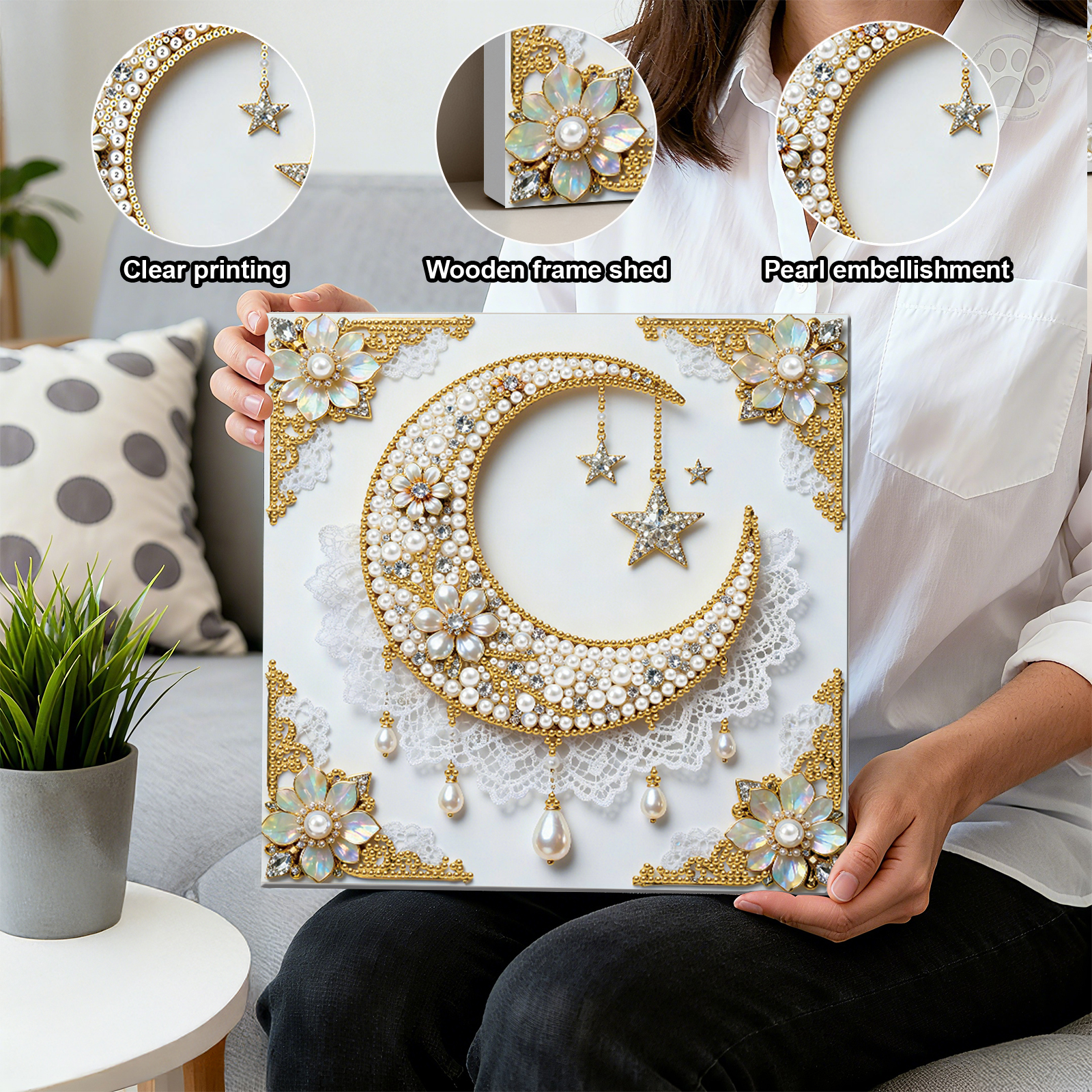 🔥 Final Day Sale:🌛Framed Stars And Moon - Pearls Painting Kit