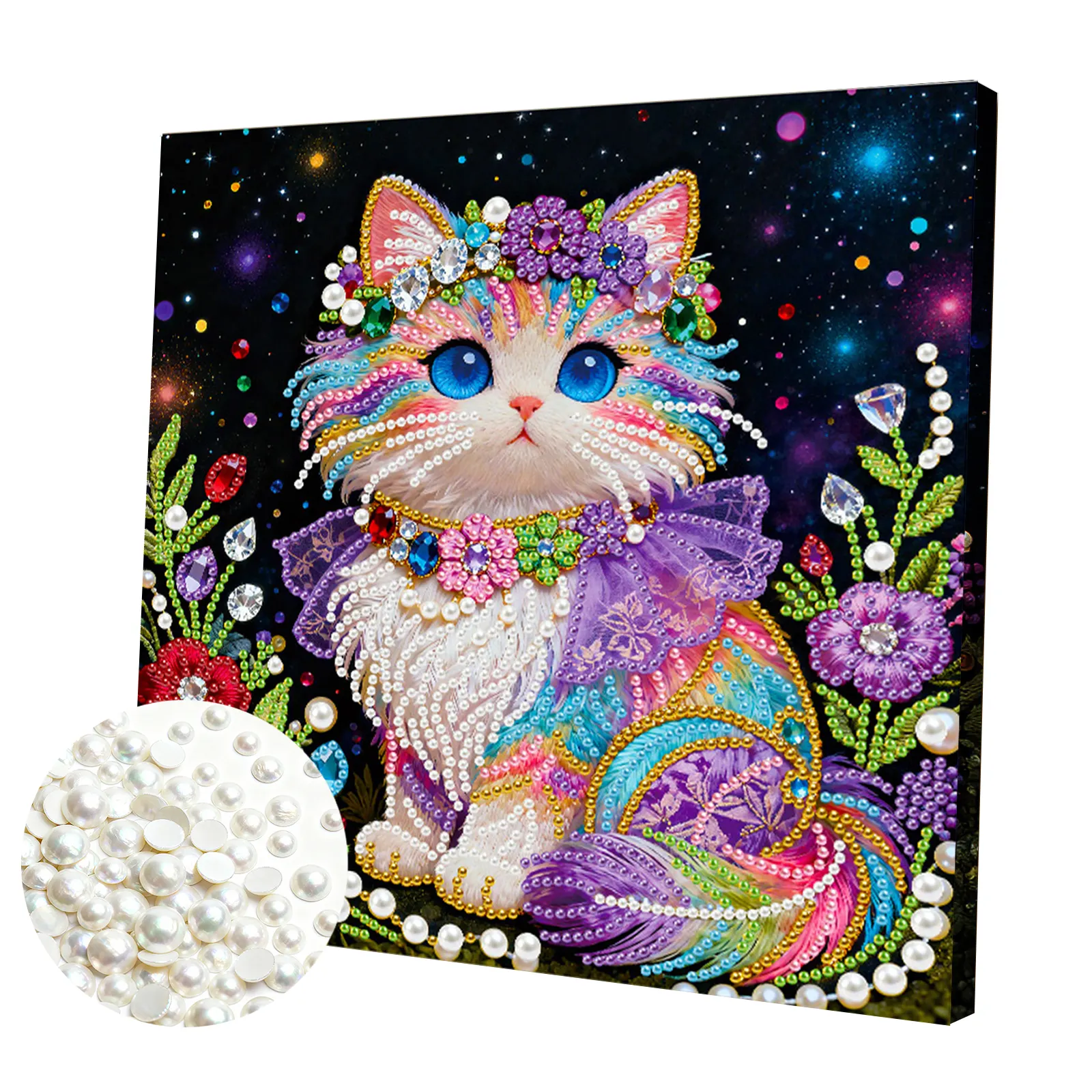 🔥 Final Day Sale:🐱Framed Cat - Pearls Painting Kit