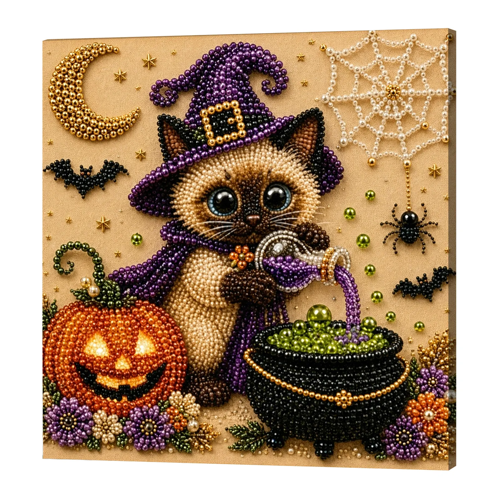 🐱Framed Pumpkin Kitten - Pearls Painting Kit