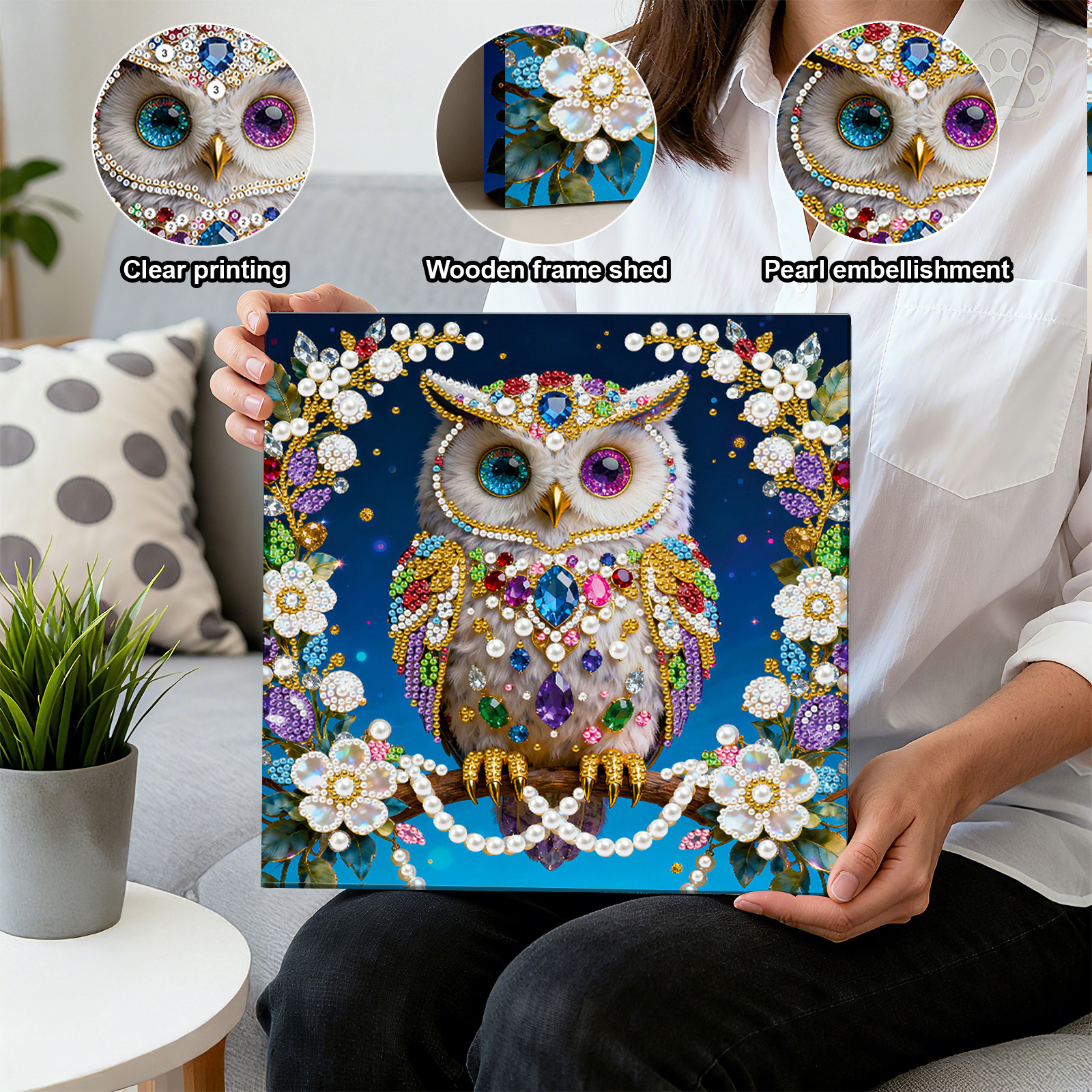 🔥 Final Day Sale:🦉Framed Owl - Pearls Painting Kit