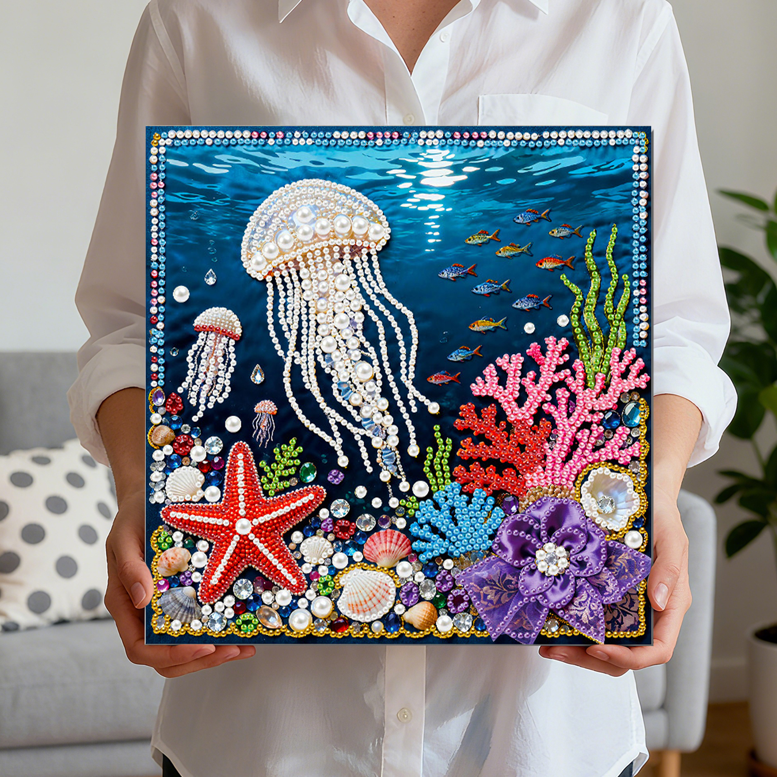 🔥 Final Day Sale:🪼Framed Jellyfish - Pearls Painting Kit