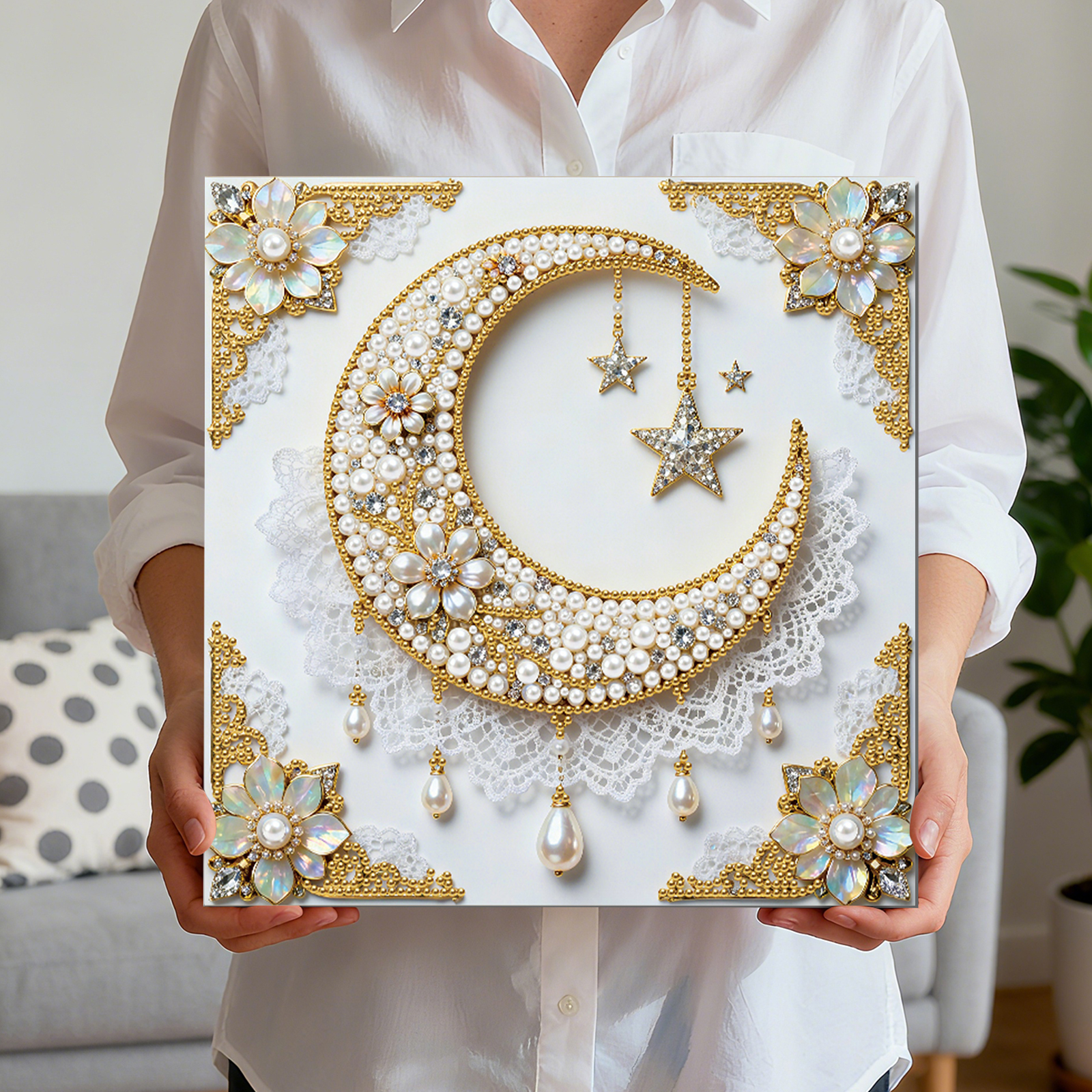 🔥 Final Day Sale:🌛Framed Stars And Moon - Pearls Painting Kit