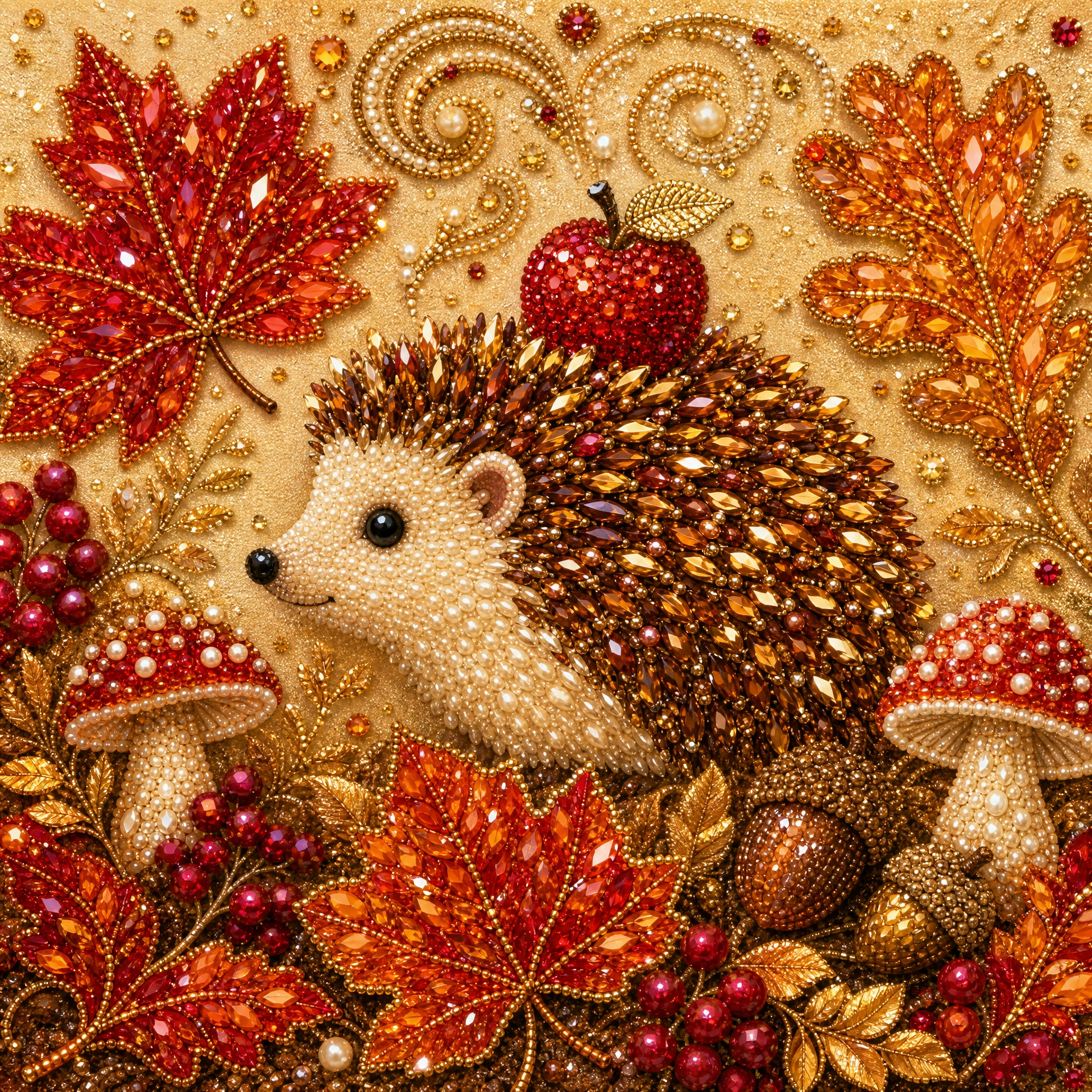 🔥 Final Day Sale:🦔Framed Maple Leaf Hedgehog - Pearls Painting Kit