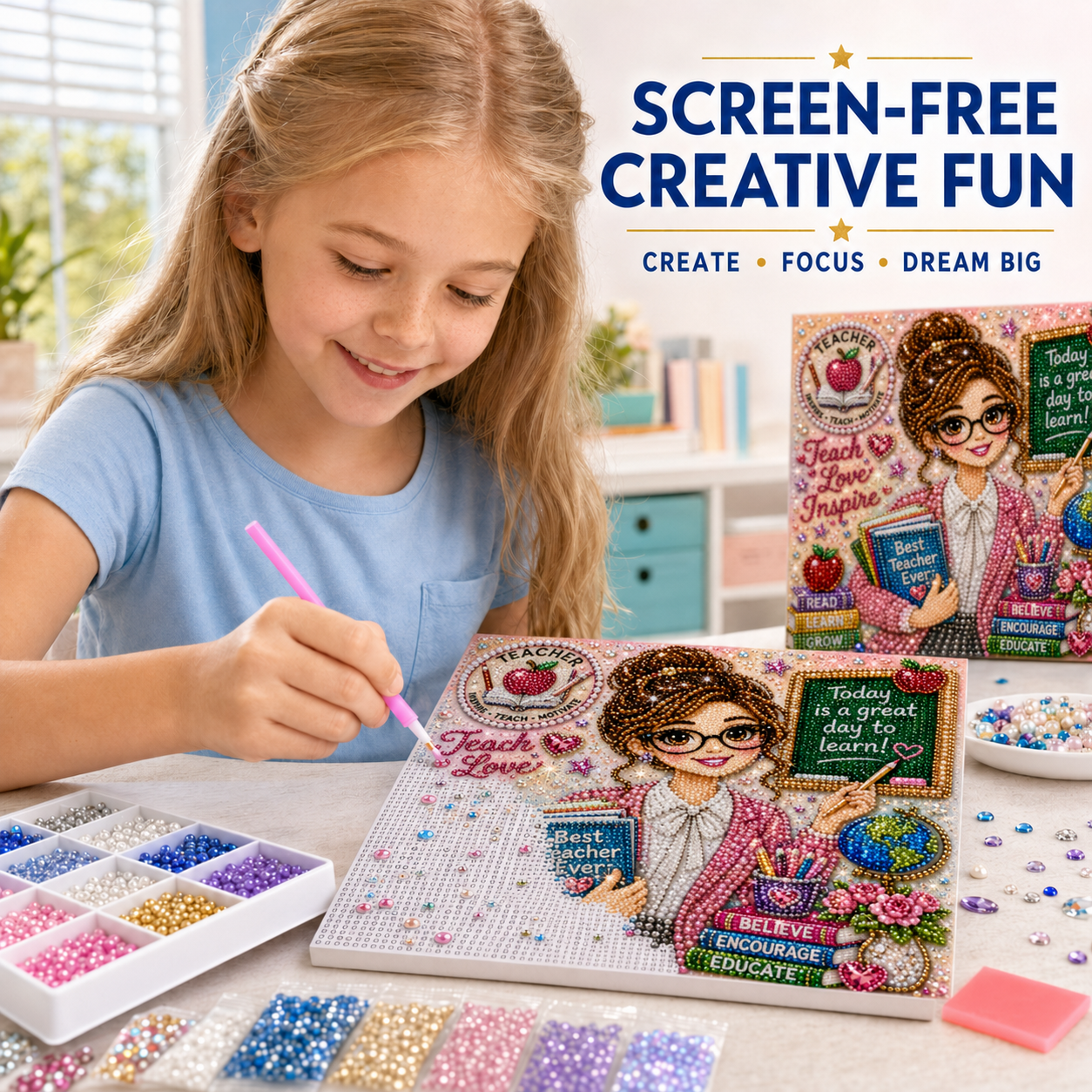 🖼️Career Dreams Pearl Bead Art Kit, DIY Creative Handmade Craft Kit for Kids Beginners