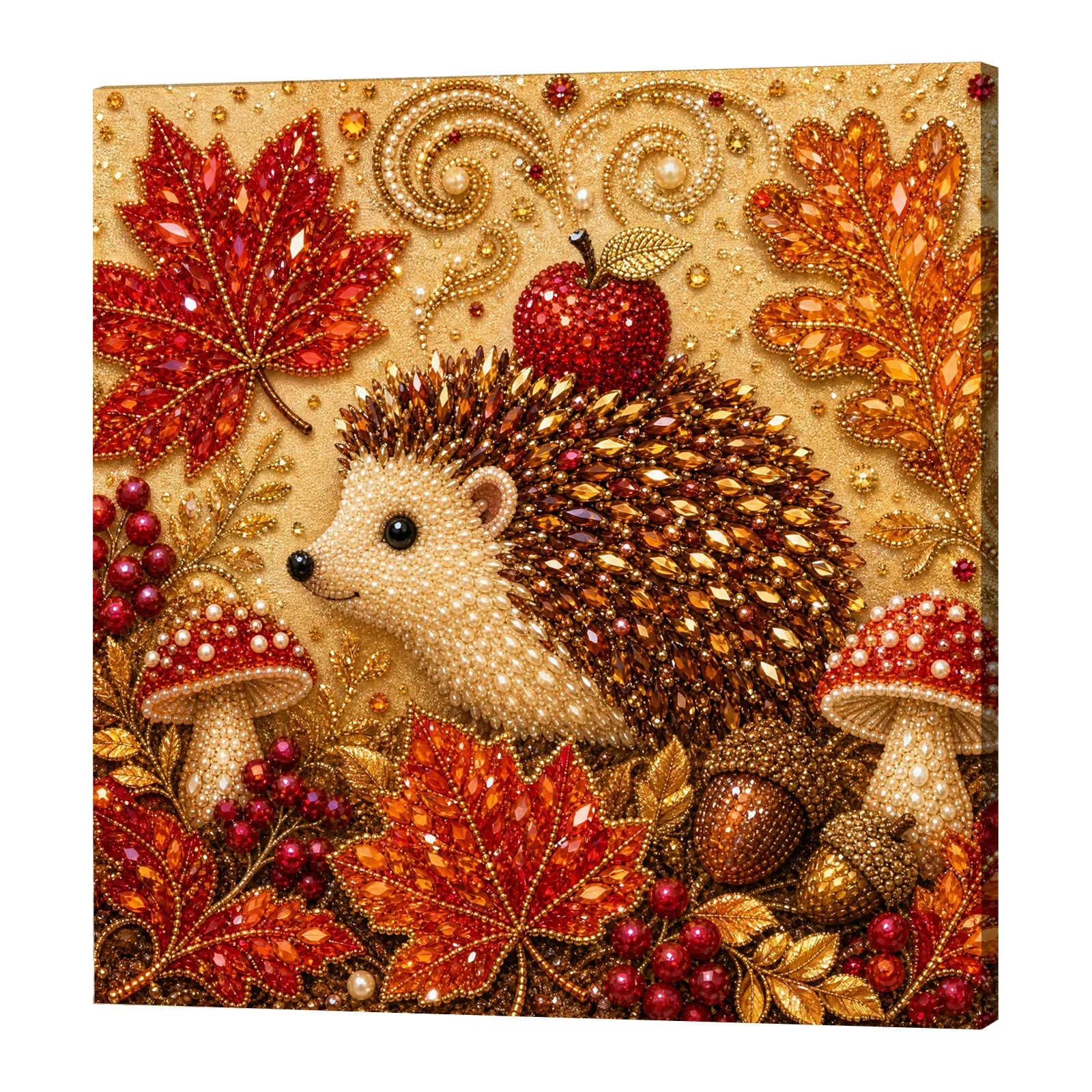 🔥 Final Day Sale:🦔Framed Maple Leaf Hedgehog - Pearls Painting Kit