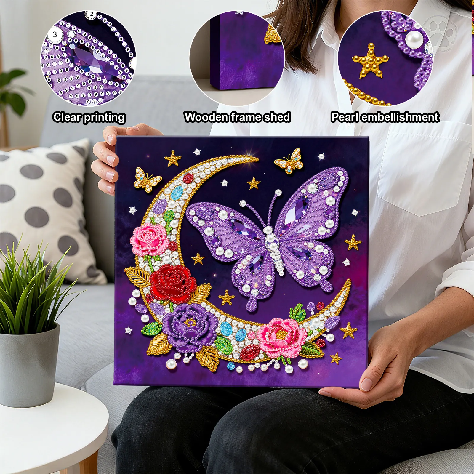 🔥 Final Day Sale:🦋Framed Moon Butterfly - Pearls Painting Kit