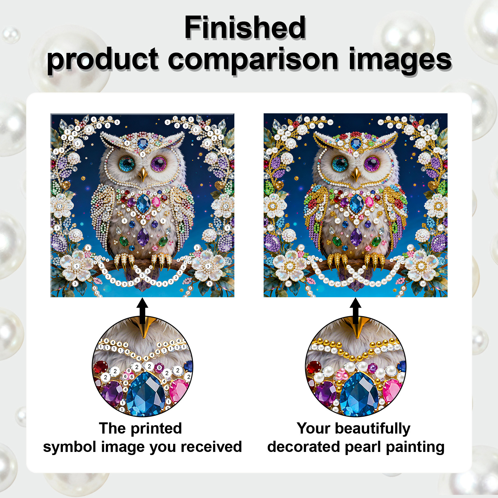 🔥 Final Day Sale:🦉Framed Owl - Pearls Painting Kit