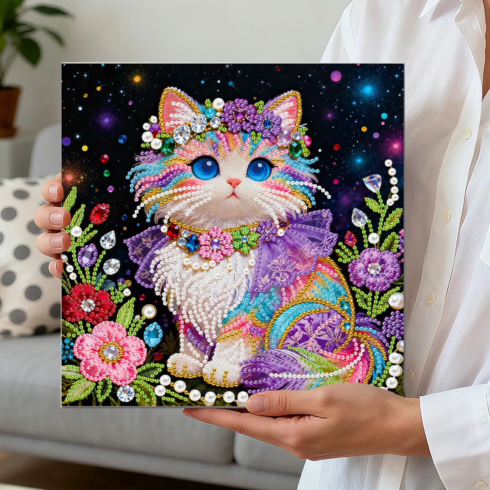 🔥 Final Day Sale:🐱Framed Cat - Pearls Painting Kit