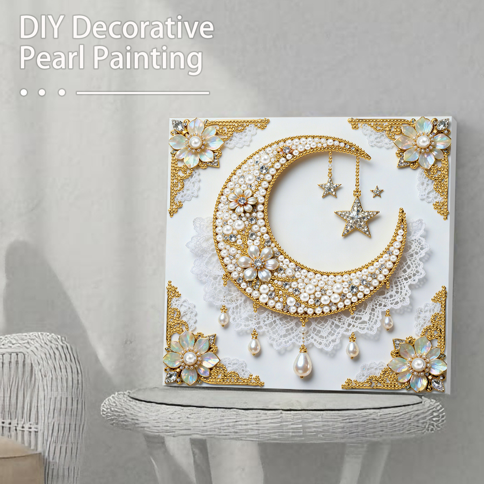 🔥 Final Day Sale:🌛Framed Stars And Moon - Pearls Painting Kit