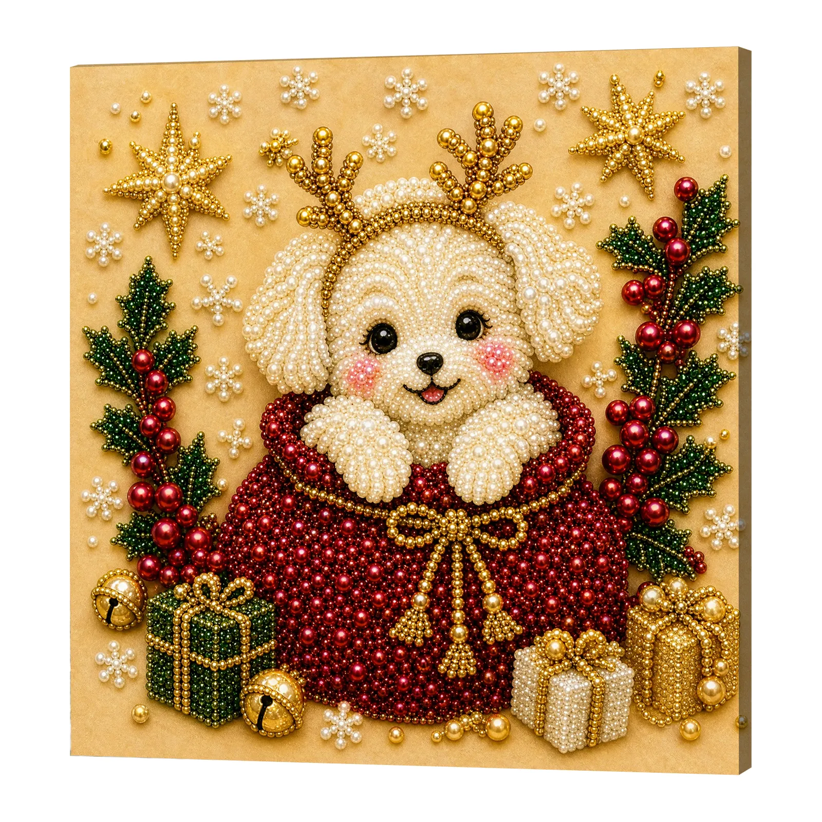🐶Framed Gift White Dog - Pearls Painting Kit