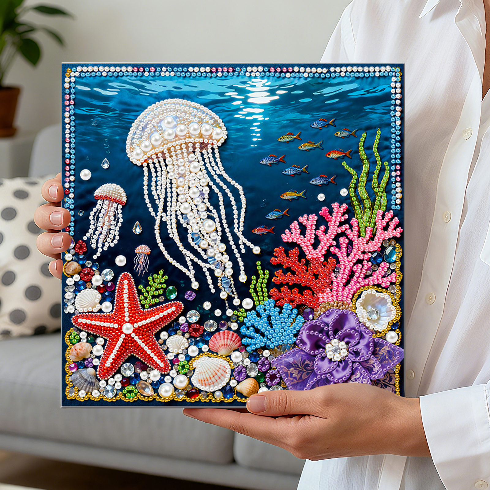 🔥 Final Day Sale:🪼Framed Jellyfish - Pearls Painting Kit