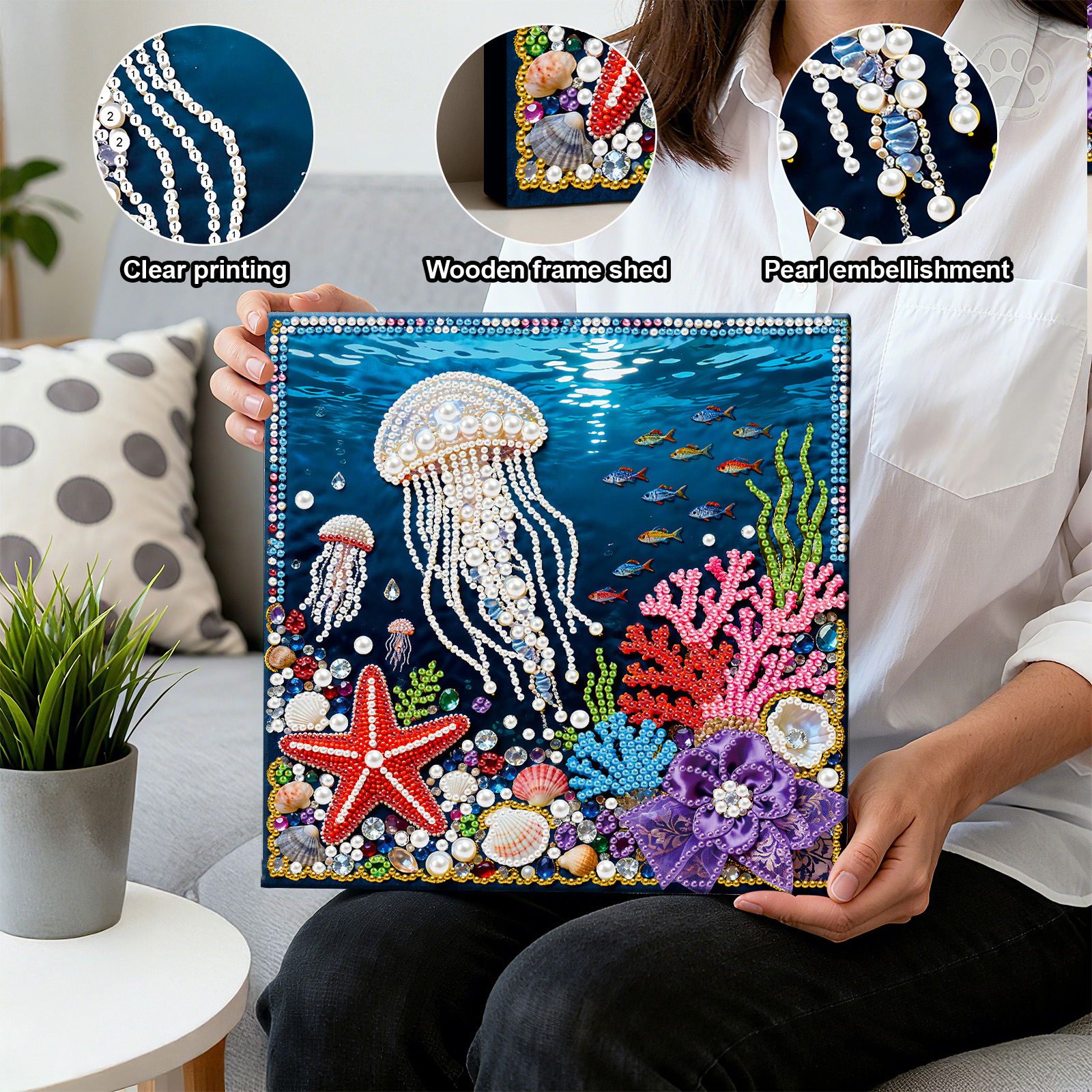 🔥 Final Day Sale:🪼Framed Jellyfish - Pearls Painting Kit