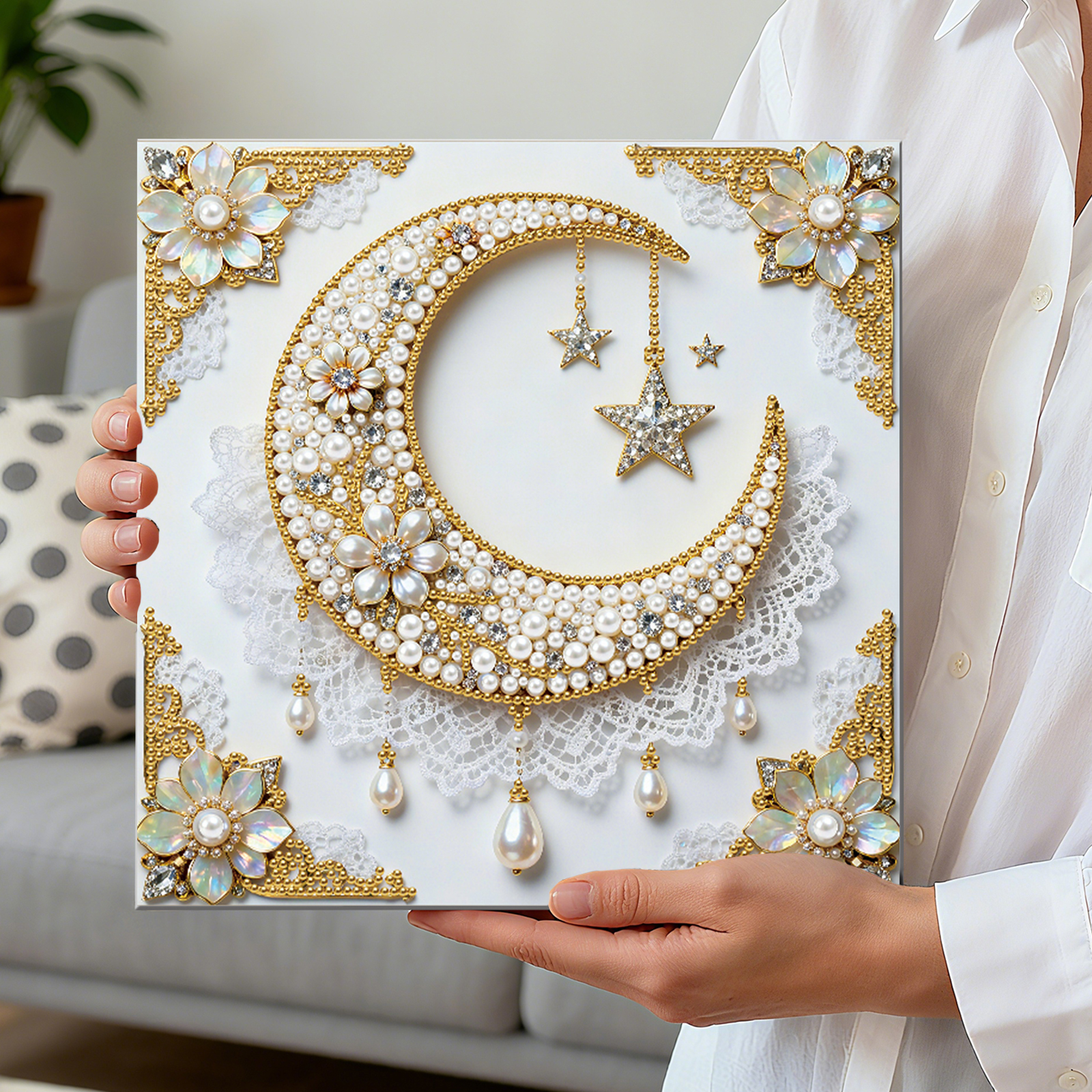 🔥 Final Day Sale:🌛Framed Stars And Moon - Pearls Painting Kit