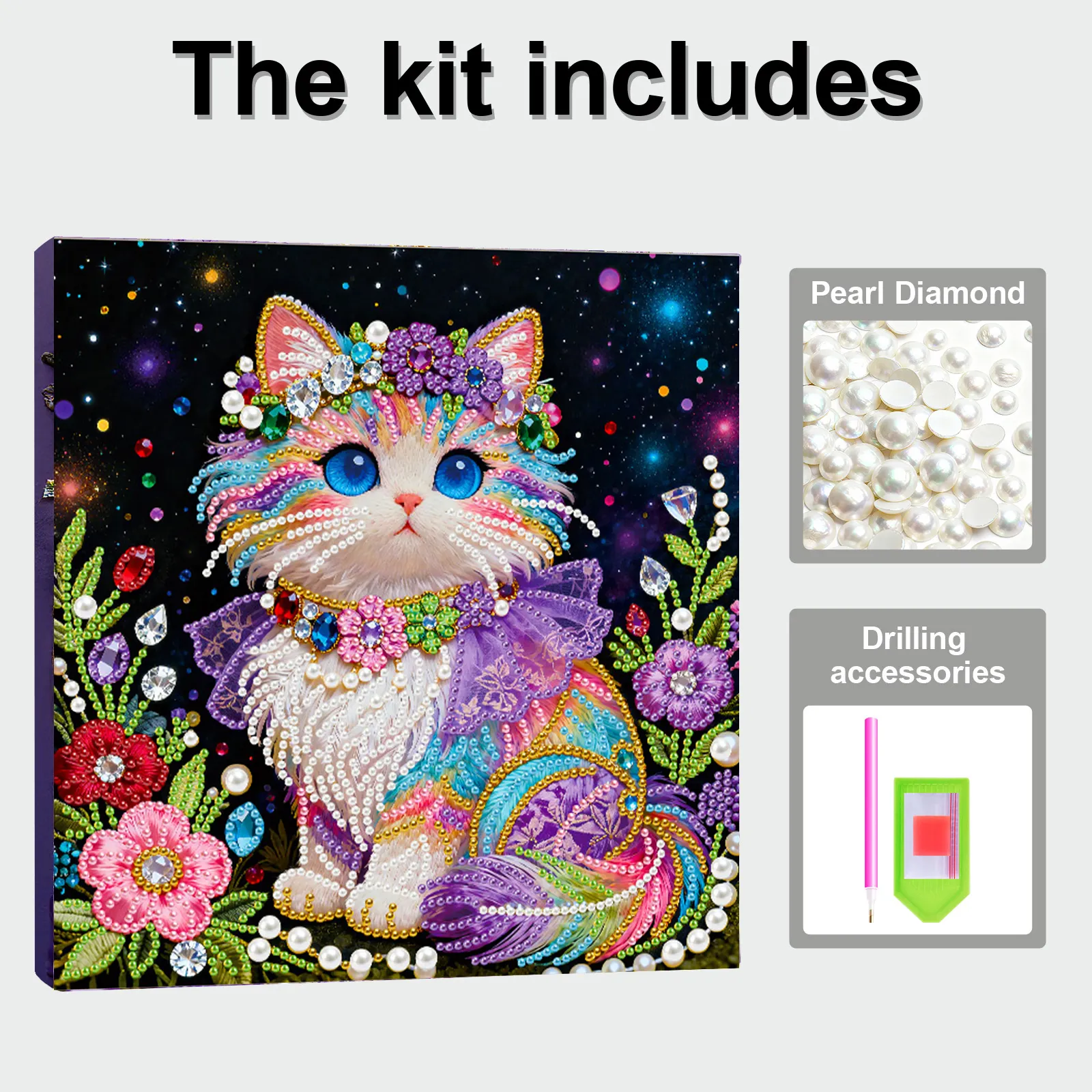 🔥 Final Day Sale:🐱Framed Cat - Pearls Painting Kit