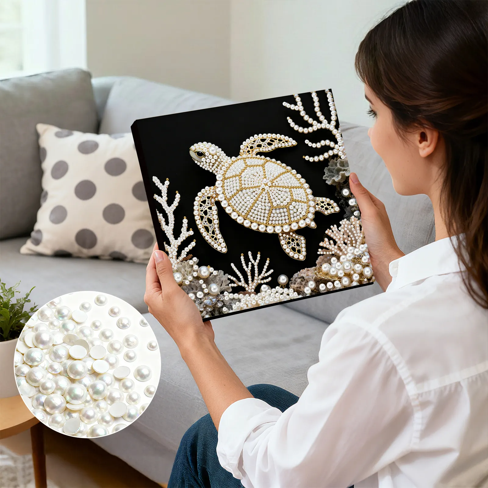🔥 Final Day Sale:🐢Framed Sea Turtle - Pearls Painting Kit