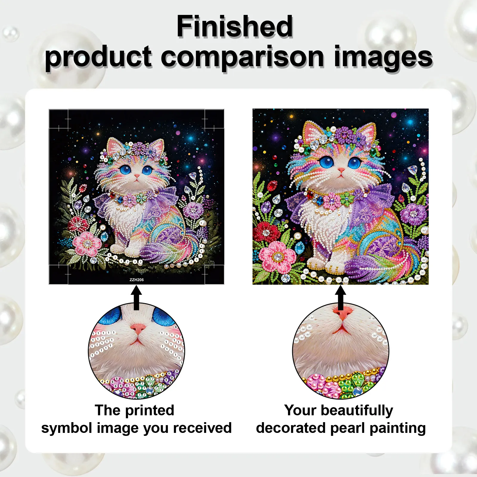 🔥 Final Day Sale:🐱Framed Cat - Pearls Painting Kit