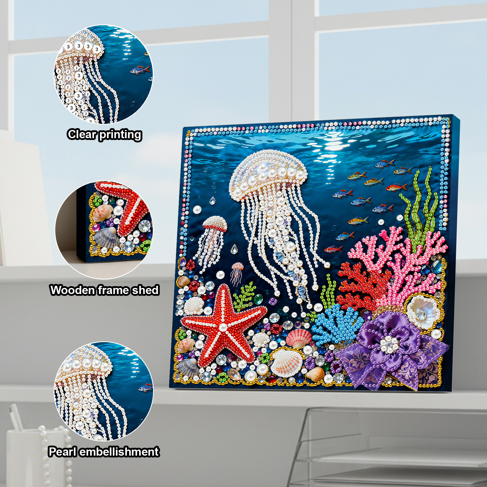 🔥 Final Day Sale:🪼Framed Jellyfish - Pearls Painting Kit