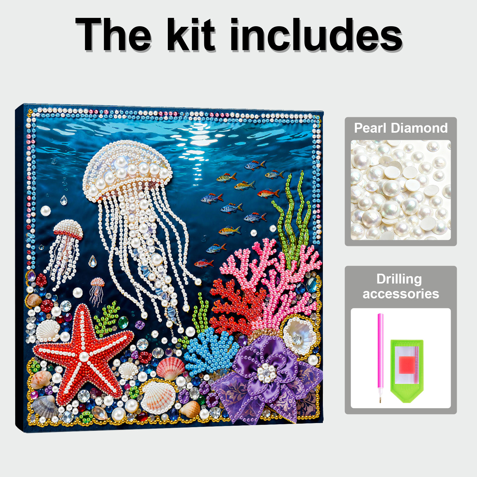 🔥 Final Day Sale:🪼Framed Jellyfish - Pearls Painting Kit