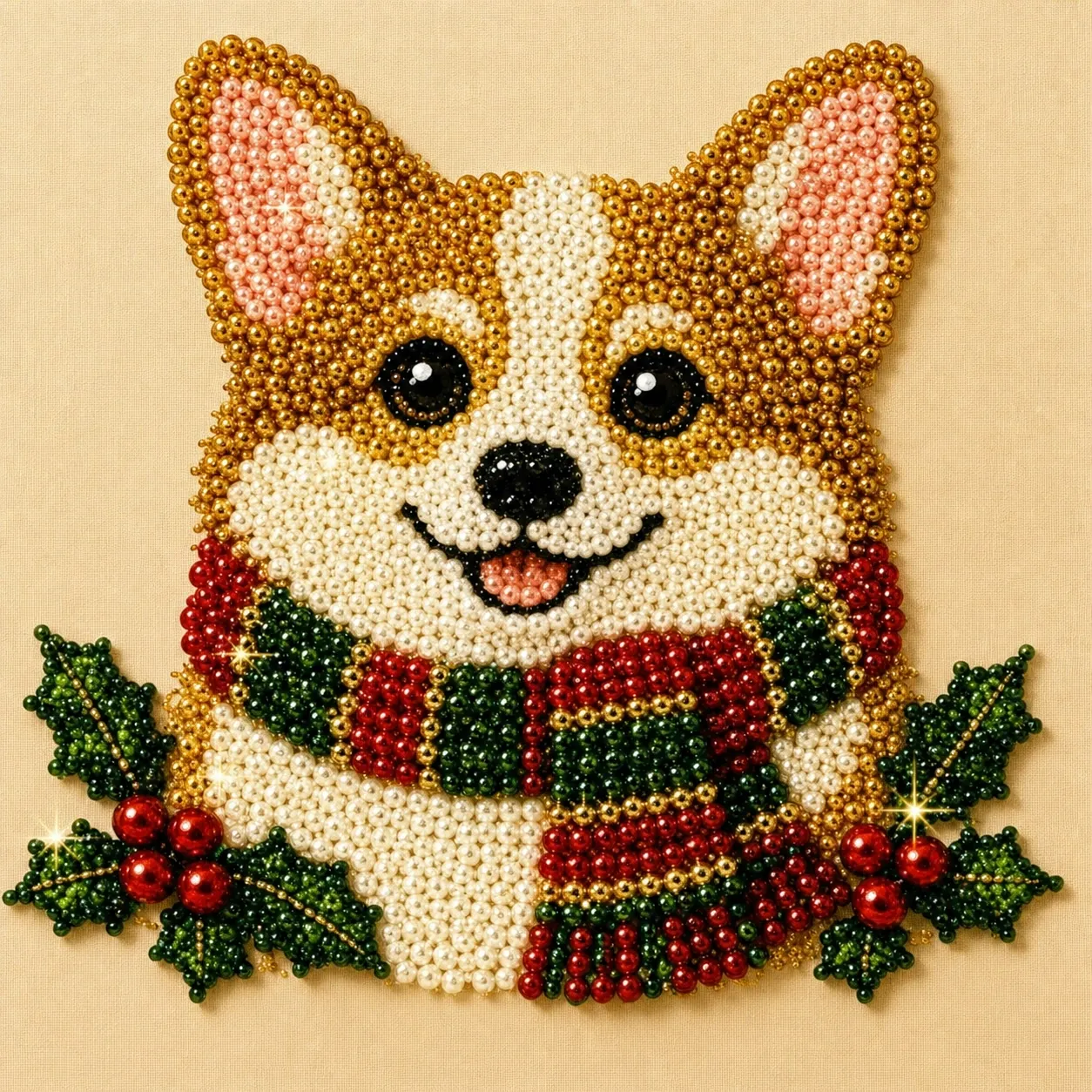 🔥 Final Day Sale:🐶Framed Christmas Corgi - Pearls Painting Kit