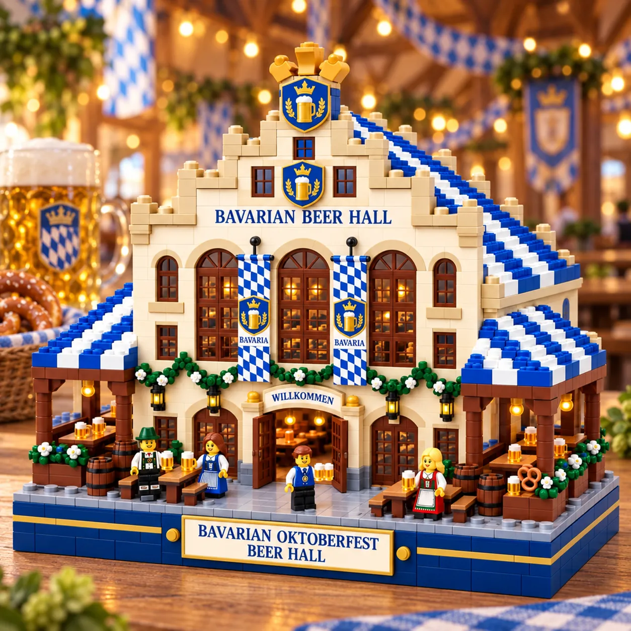 Bavarian Oktoberfest Beer Hall Building Set