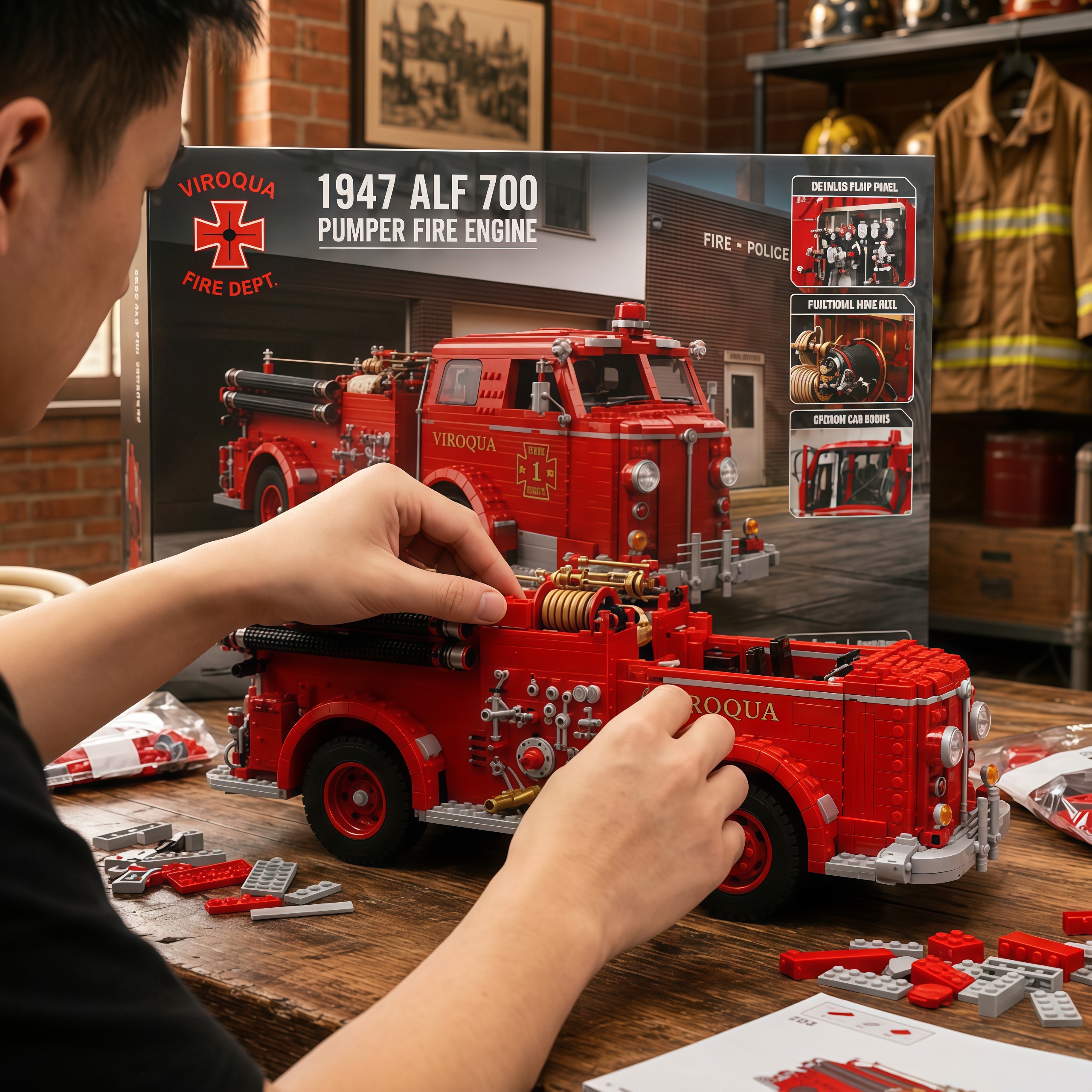 1947 ALF 700 Series Vintage Fire Engine Building Set