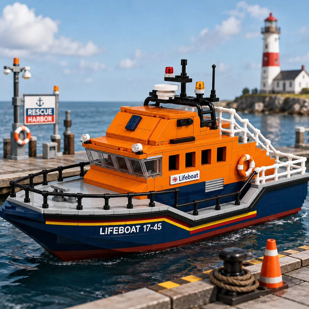 🌊⚓Rescue Lifeboat Cruiser – Maritime Search & Rescue Building Block Set