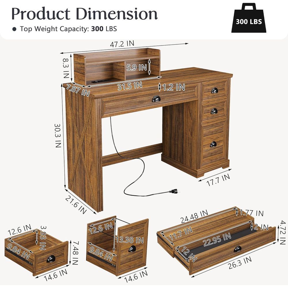 Escritorio para computadora con soporte para monitor de 47 pulgadas y luces LED