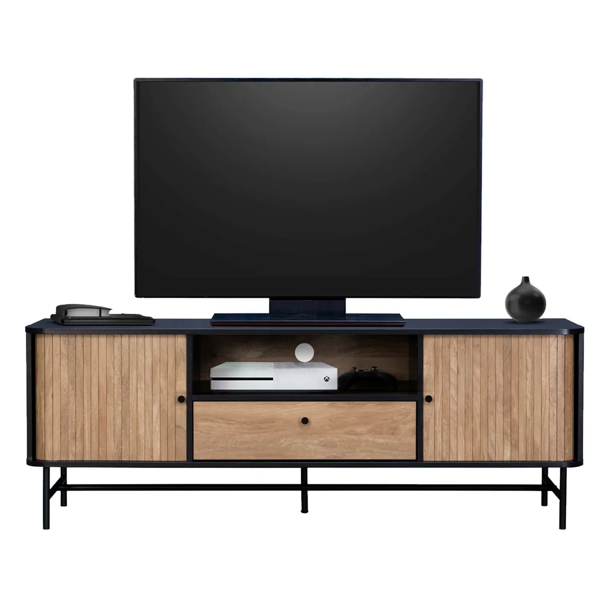 Rack de TV Top Living Charcoal con Puertas Corredizas