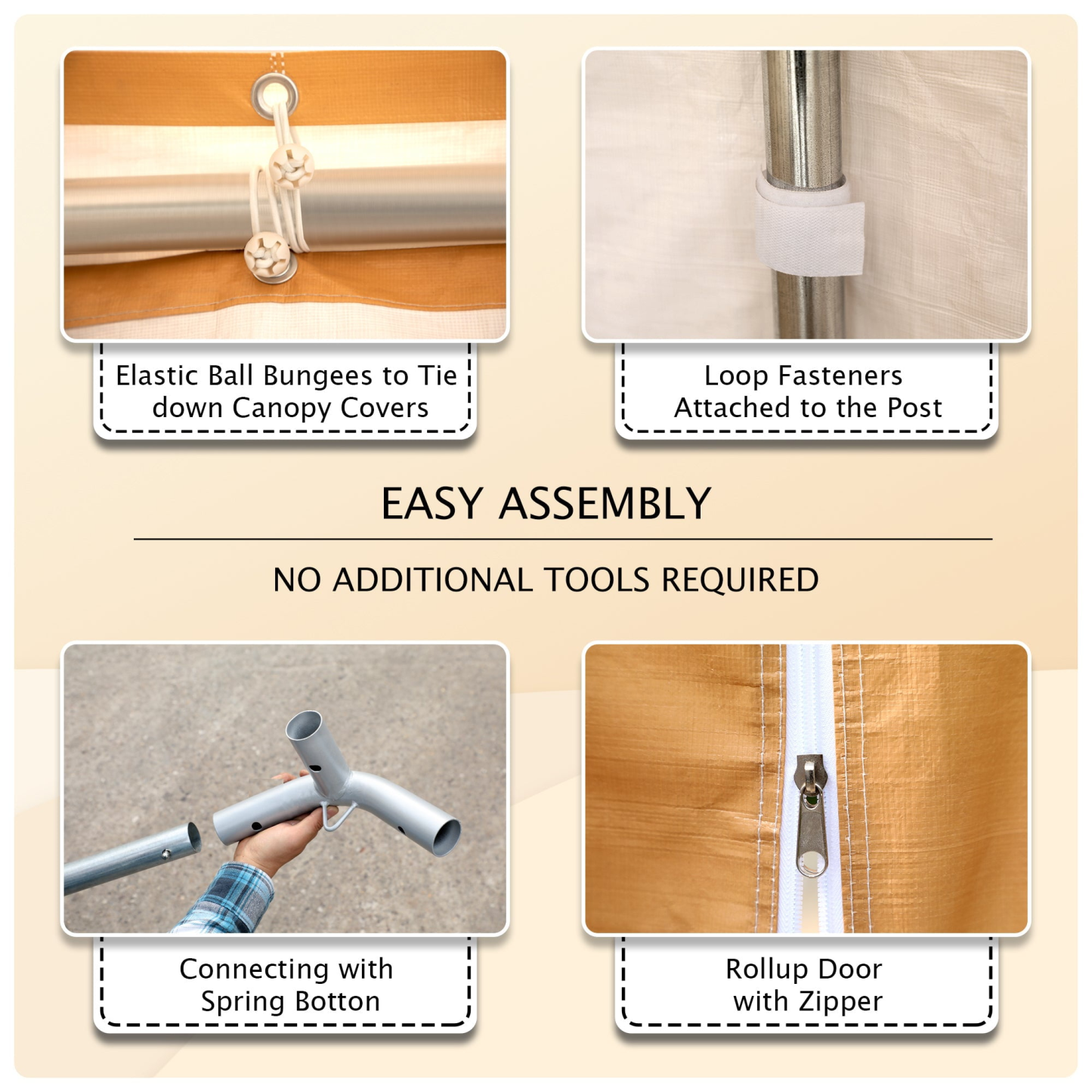 Carpa para cochera de alta resistencia de 10' x 20' con paredes laterales, color beige