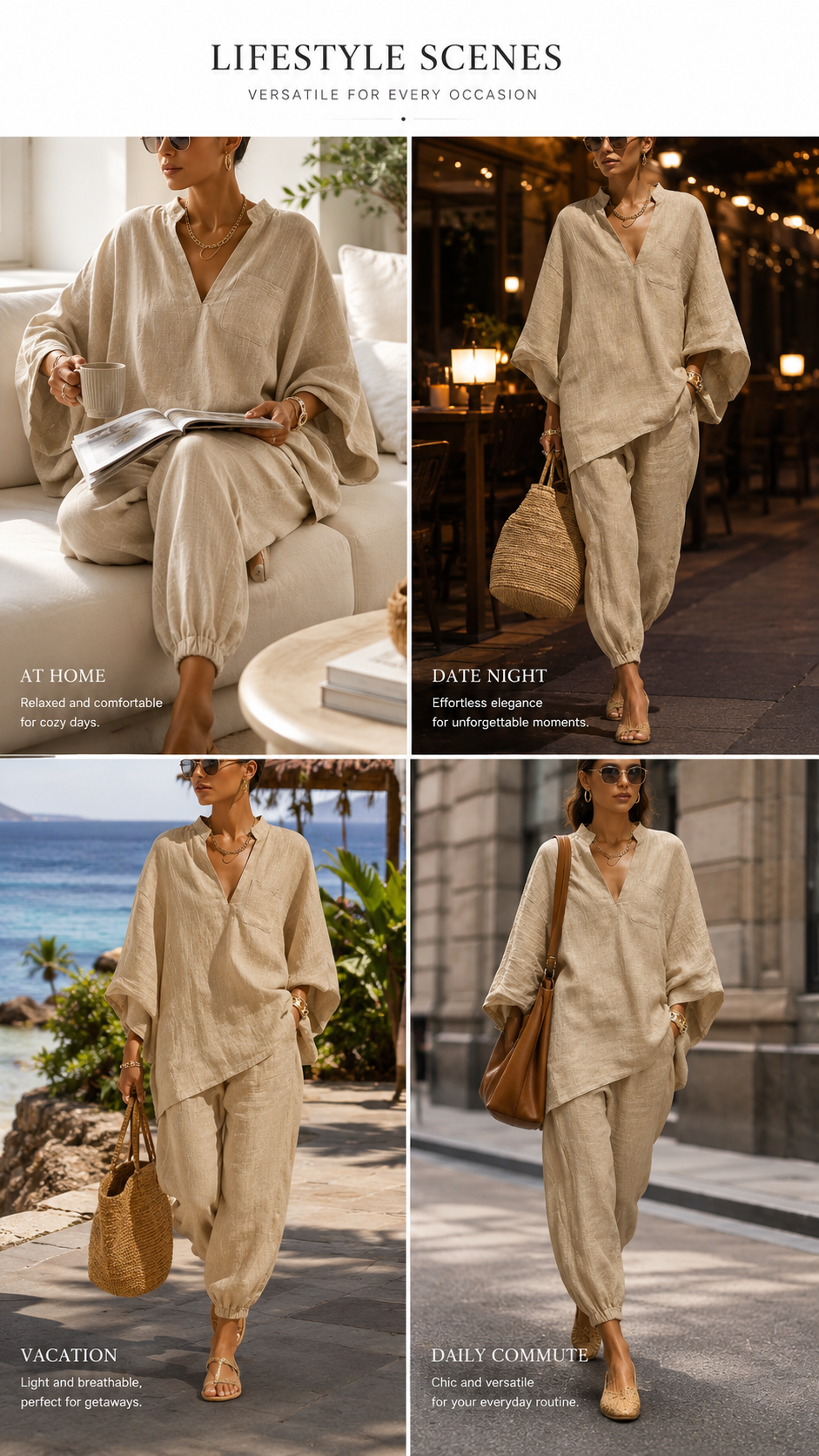 🌿 Linen Ease™ Relaxed Batwing Two-Piece Set