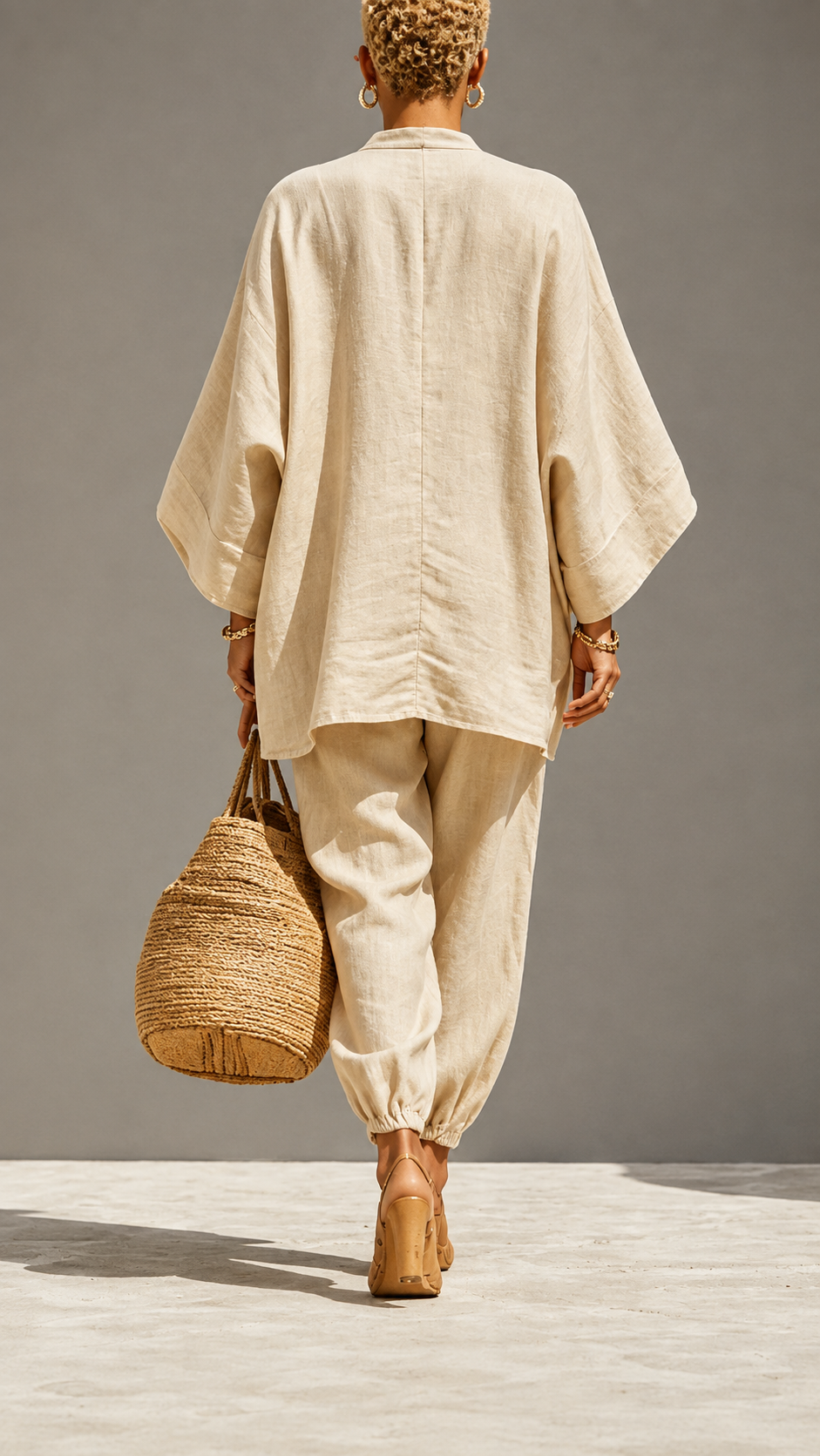 🌿 Linen Ease™ Relaxed Batwing Two-Piece Set