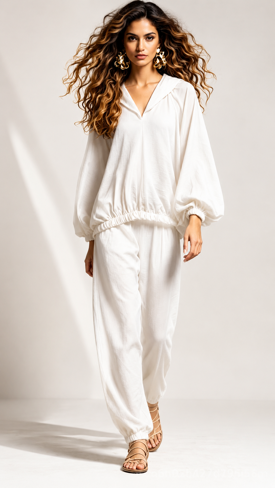 ✨ Women’s Boho V-Neck Balloon Sleeve 2-Piece Pants Set