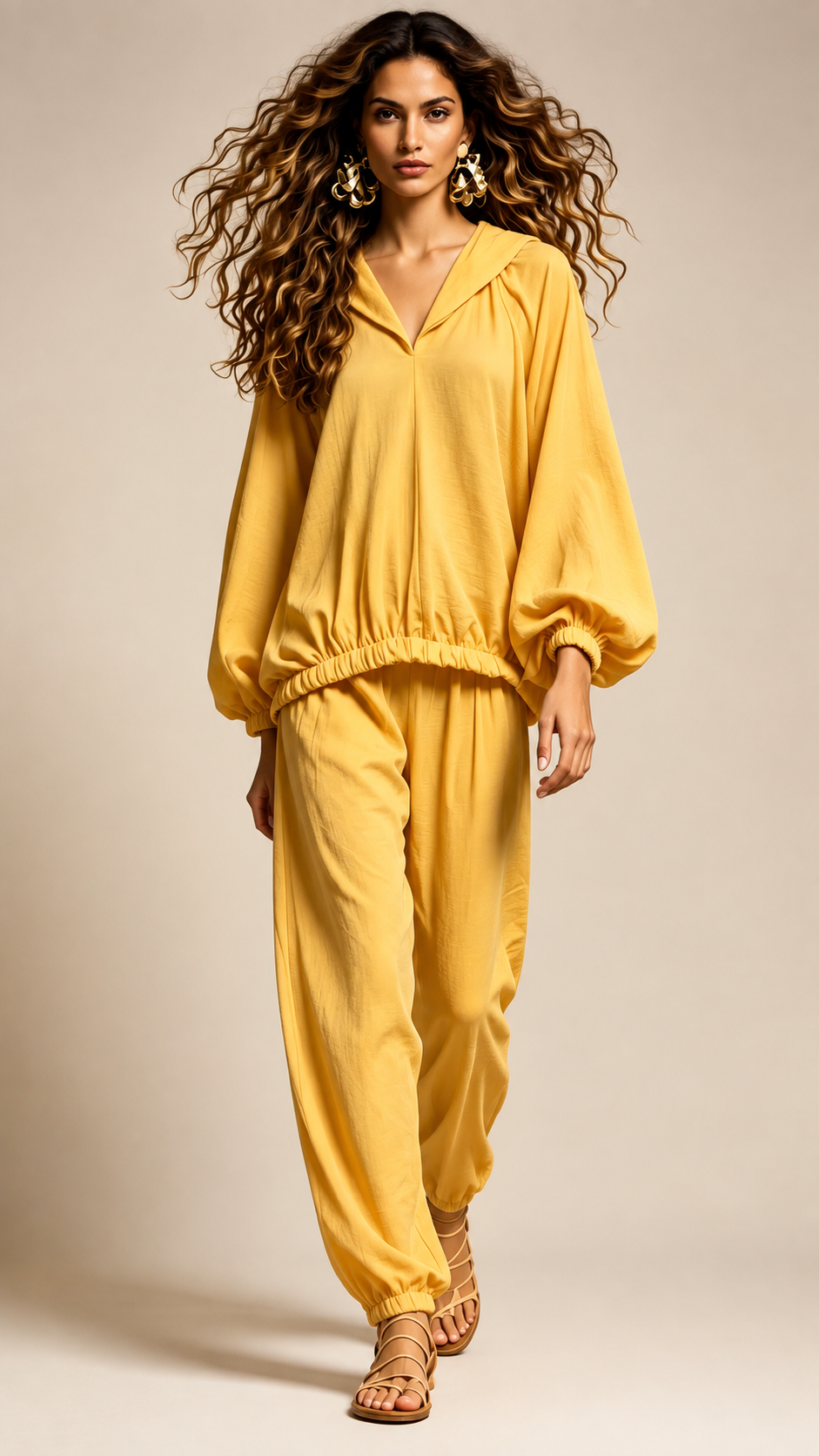 ✨ Women’s Boho V-Neck Balloon Sleeve 2-Piece Pants Set